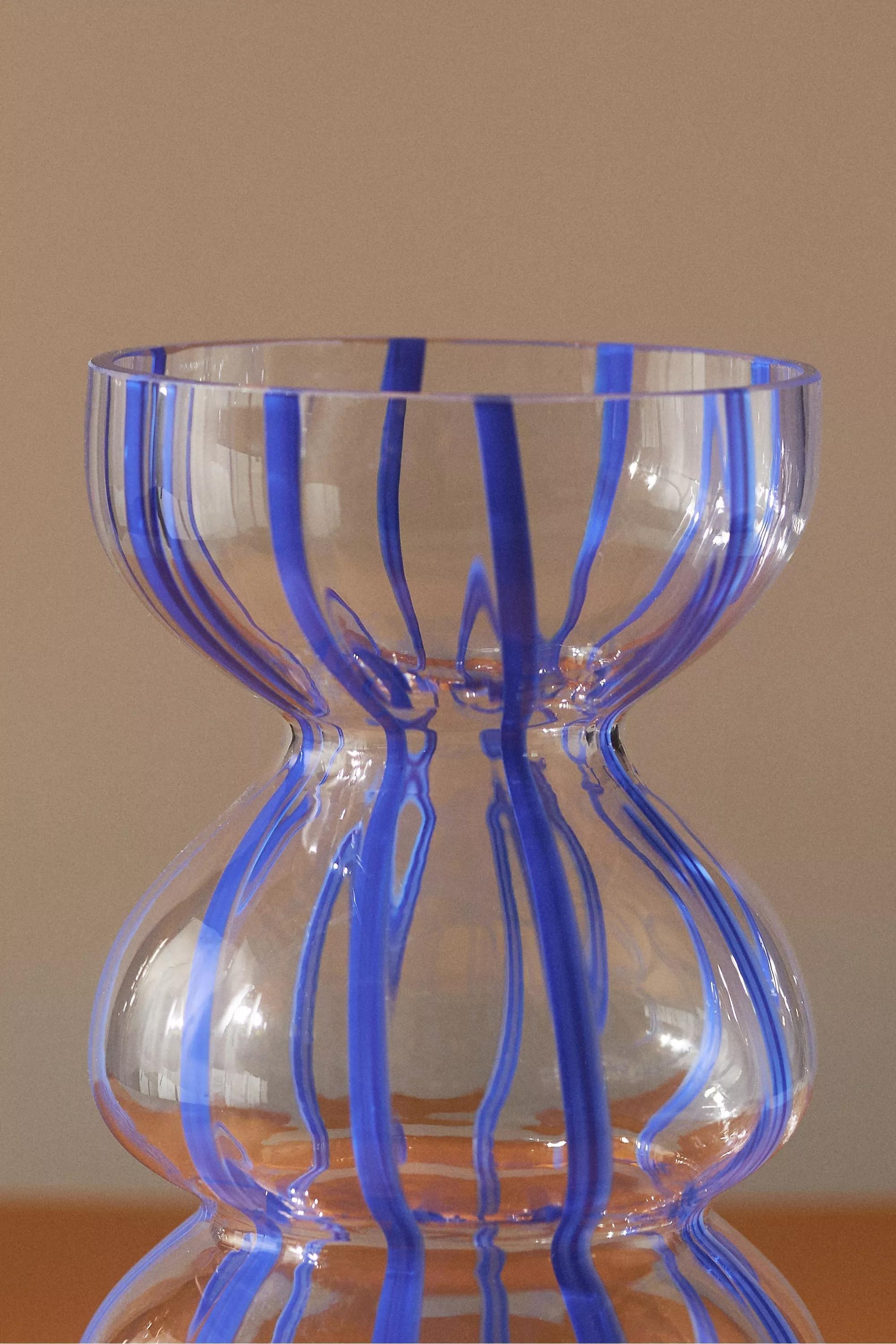 Striped Glass Vase, Blue, , large image number 3