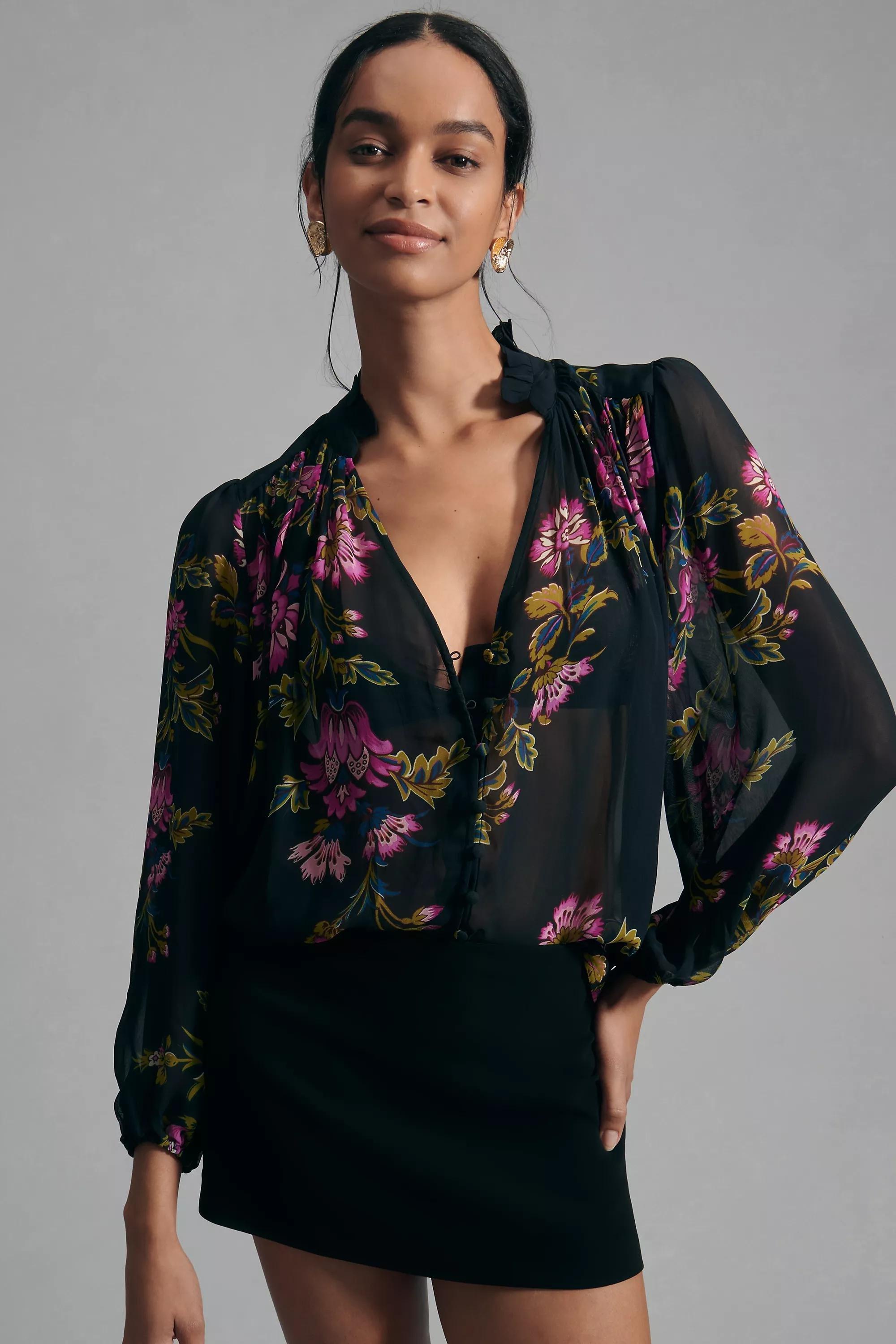 Anthropologie Floral Blouse, Multicolour, , large image number 0