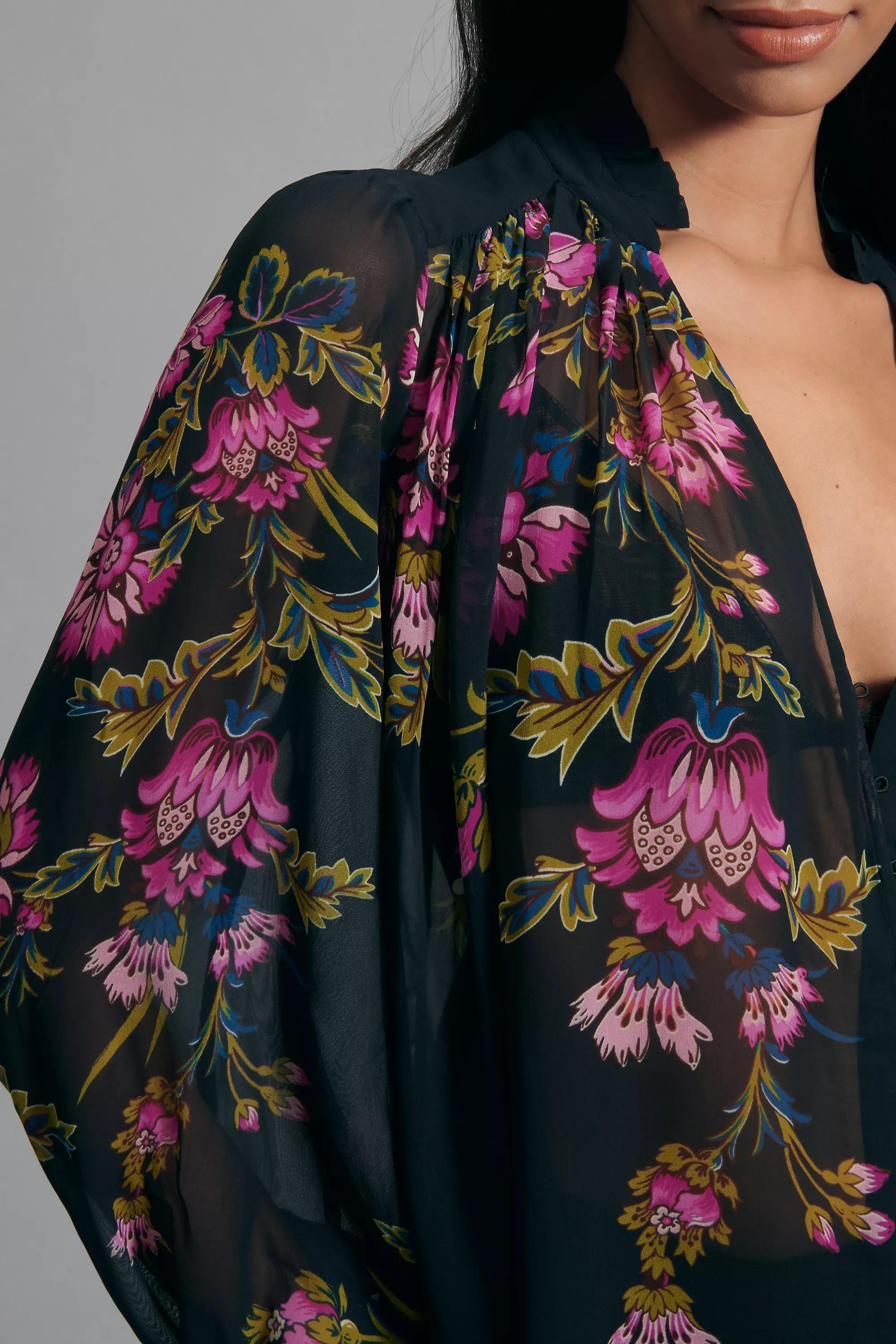 Anthropologie Floral Blouse, Multicolour, , large image number 3