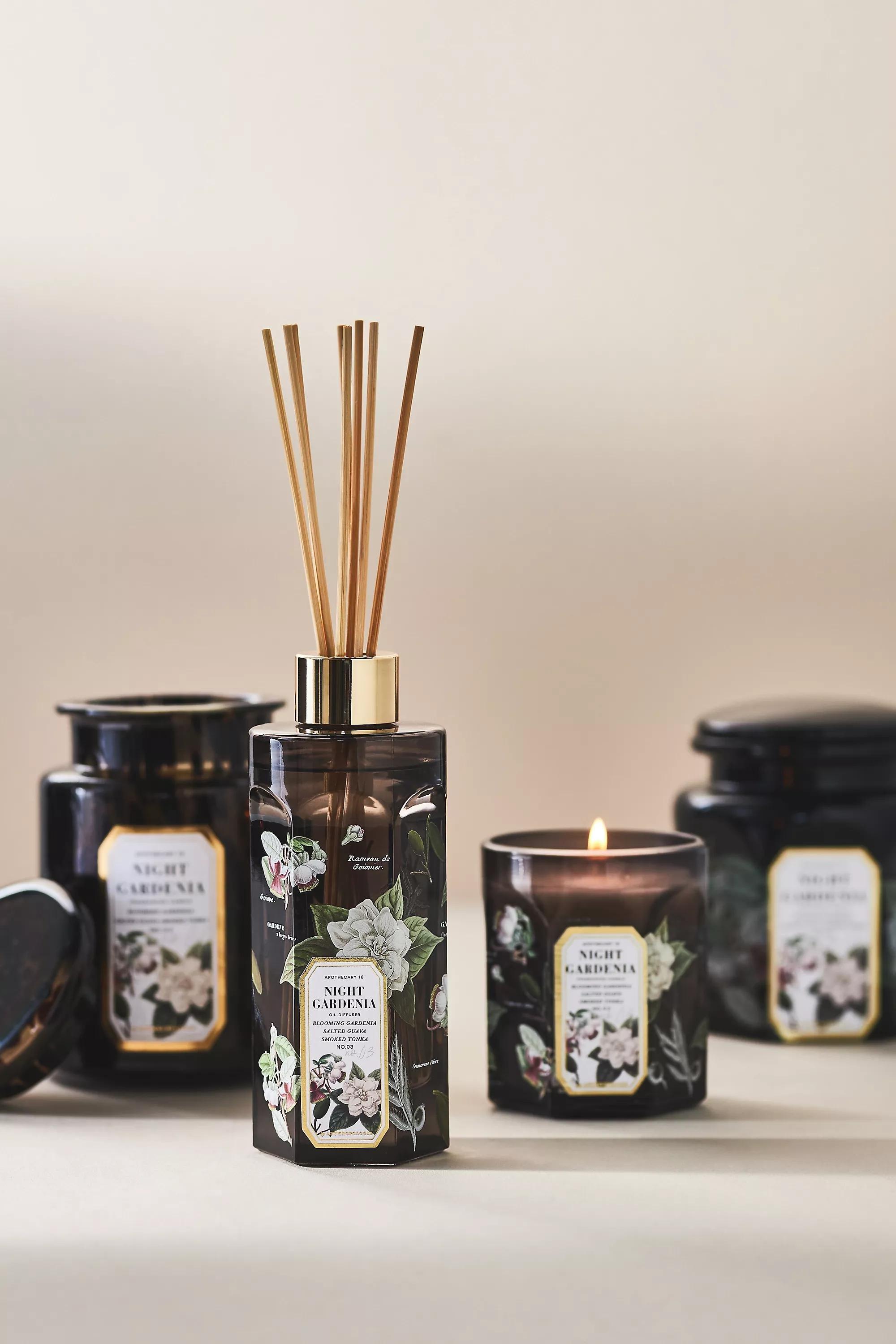 Apothecary 18 Small Night Gardenia Glass Candle, Grey, A501_0004, large image number 2