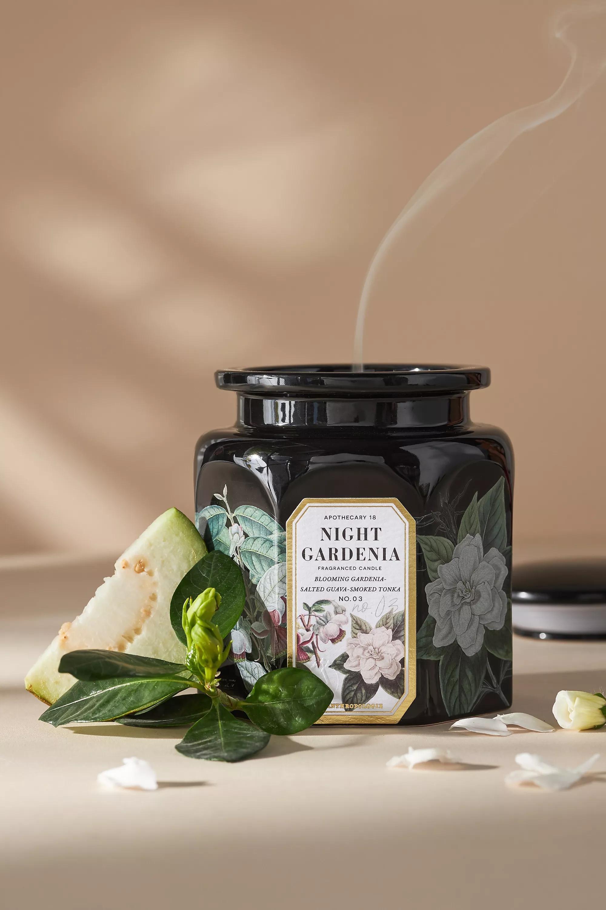Apothecary 18 Night Gardenia Ceramic Jar Candle, Black, A501_0001, large image number 0