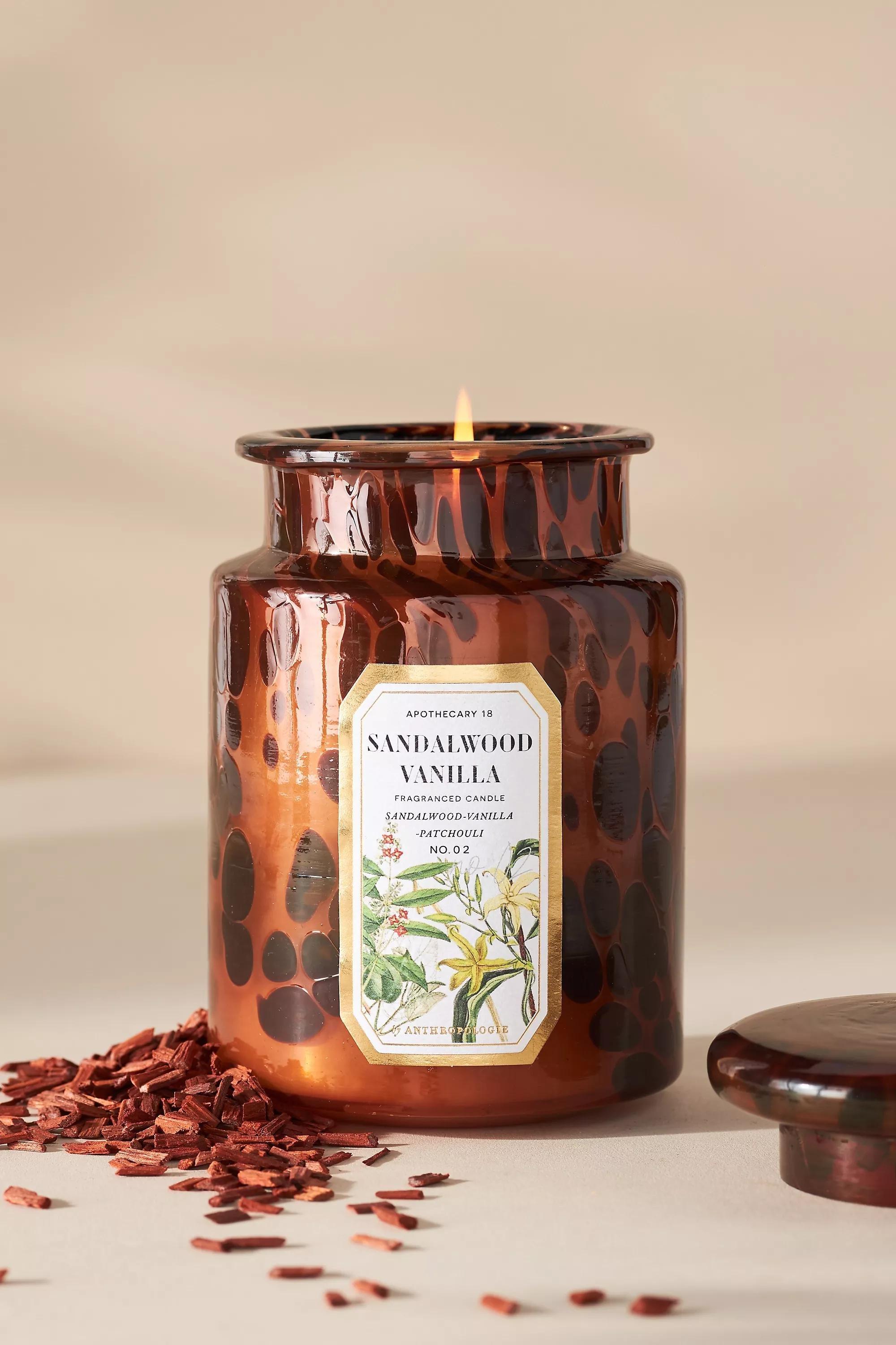 Apothecary 18 Sandalwood Vanilla Glass Jar Candle, Orange, A501_0080, large image number 0