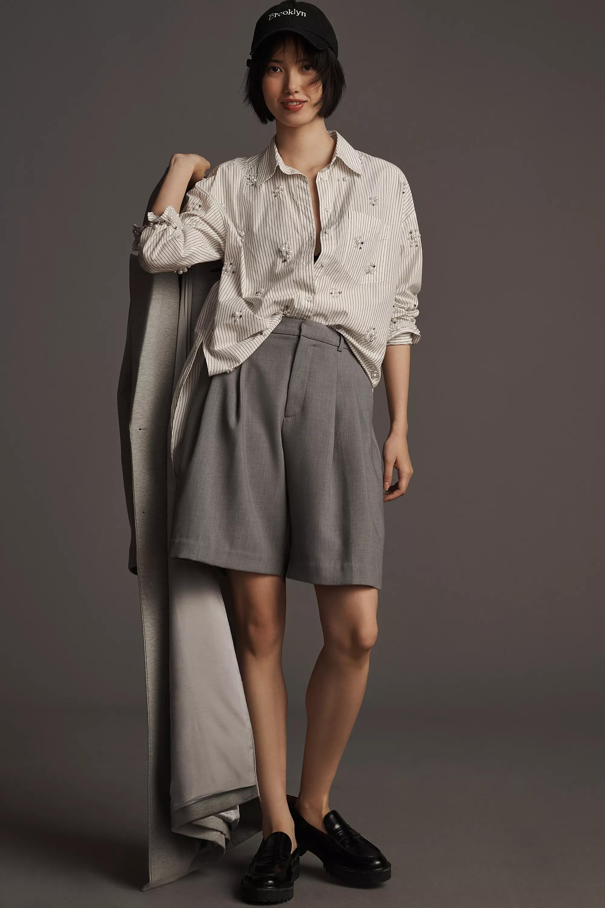 Maeve Button-Down Shirt Pearl-Embellished Edition, Gray, , large image number 3