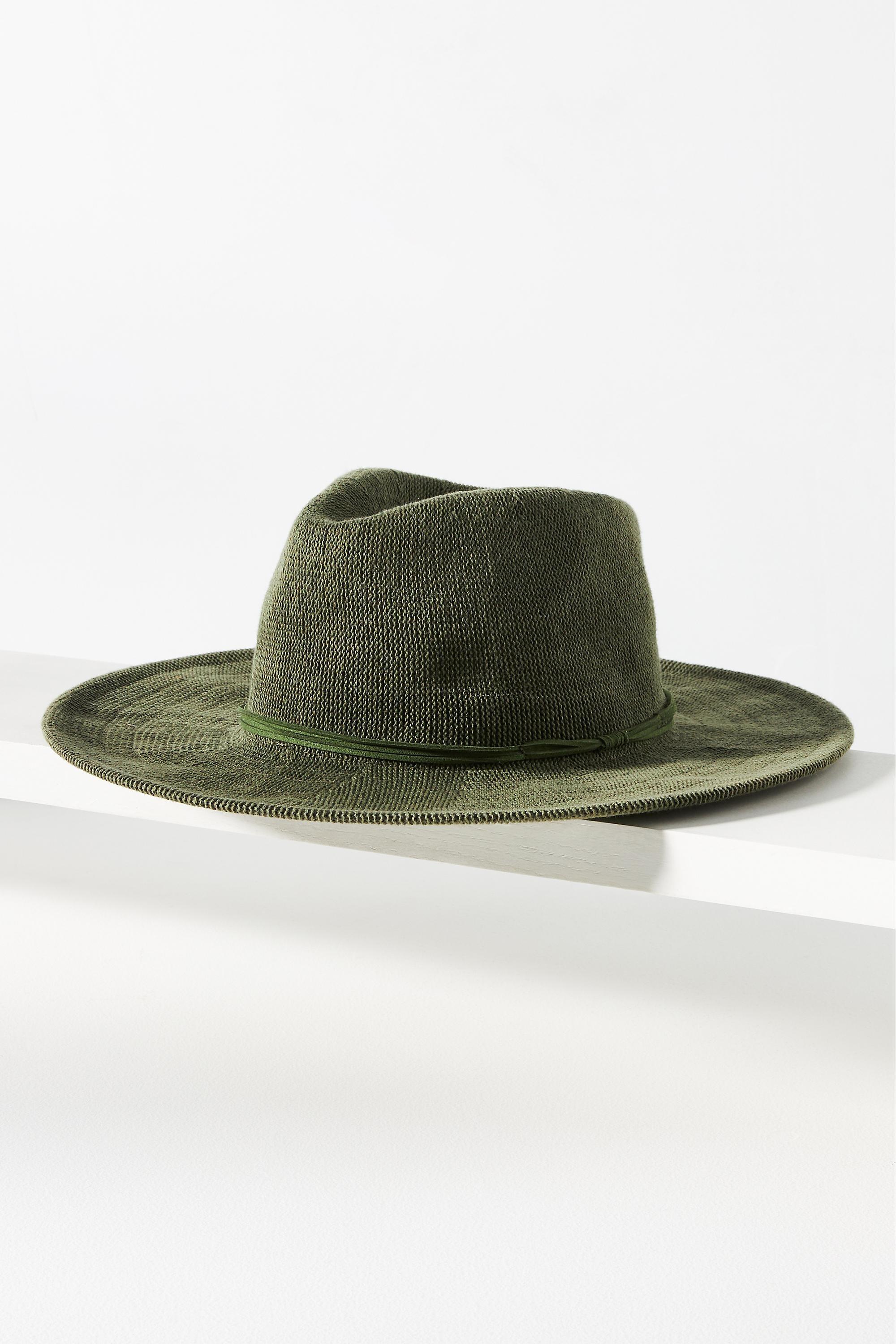 Wyeth Leather-Trimmed Rancher Hat, Green, , medium
