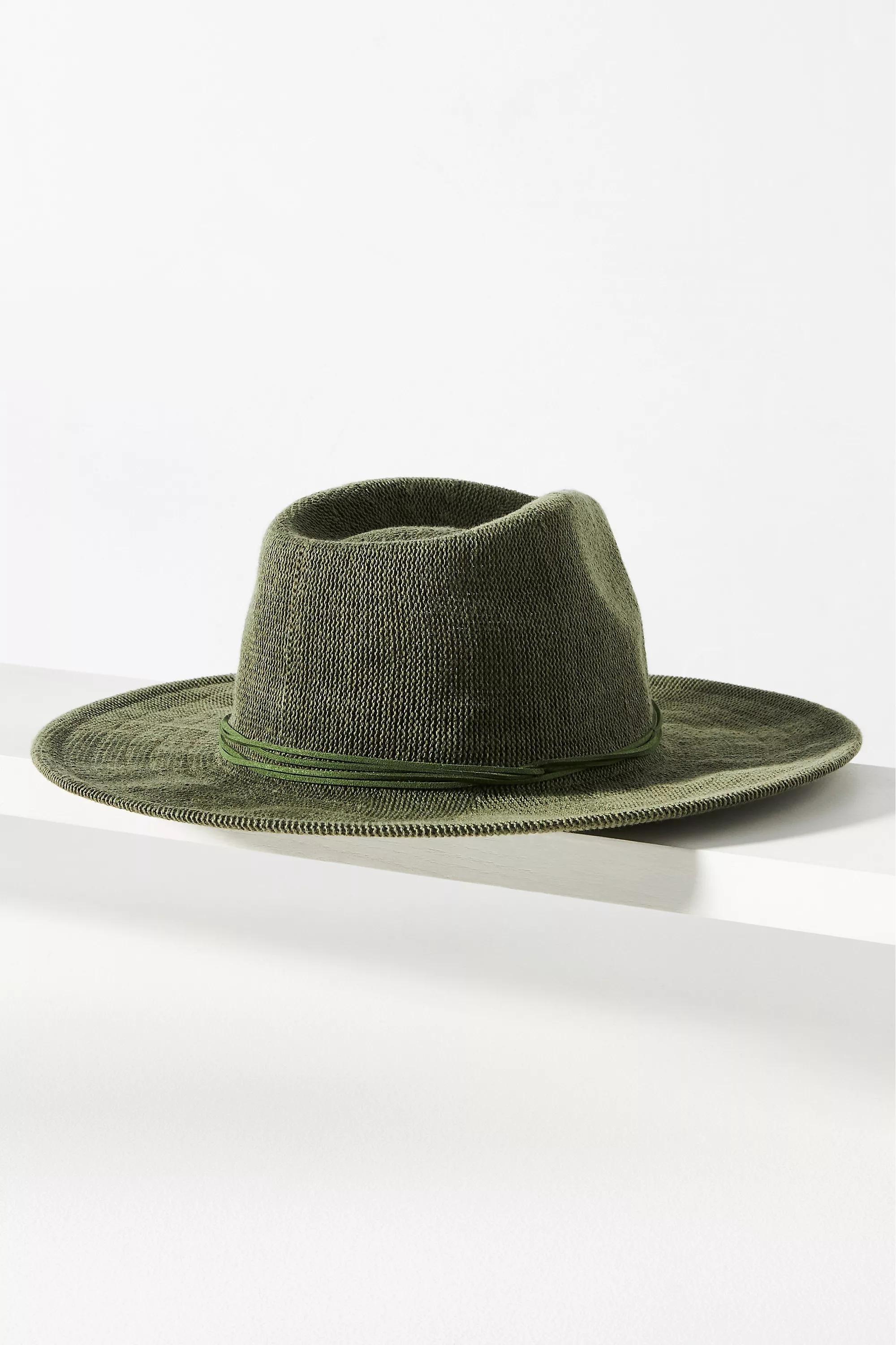 Wyeth Leather-Trimmed Rancher Hat, Green, A501_0230, large image number 1