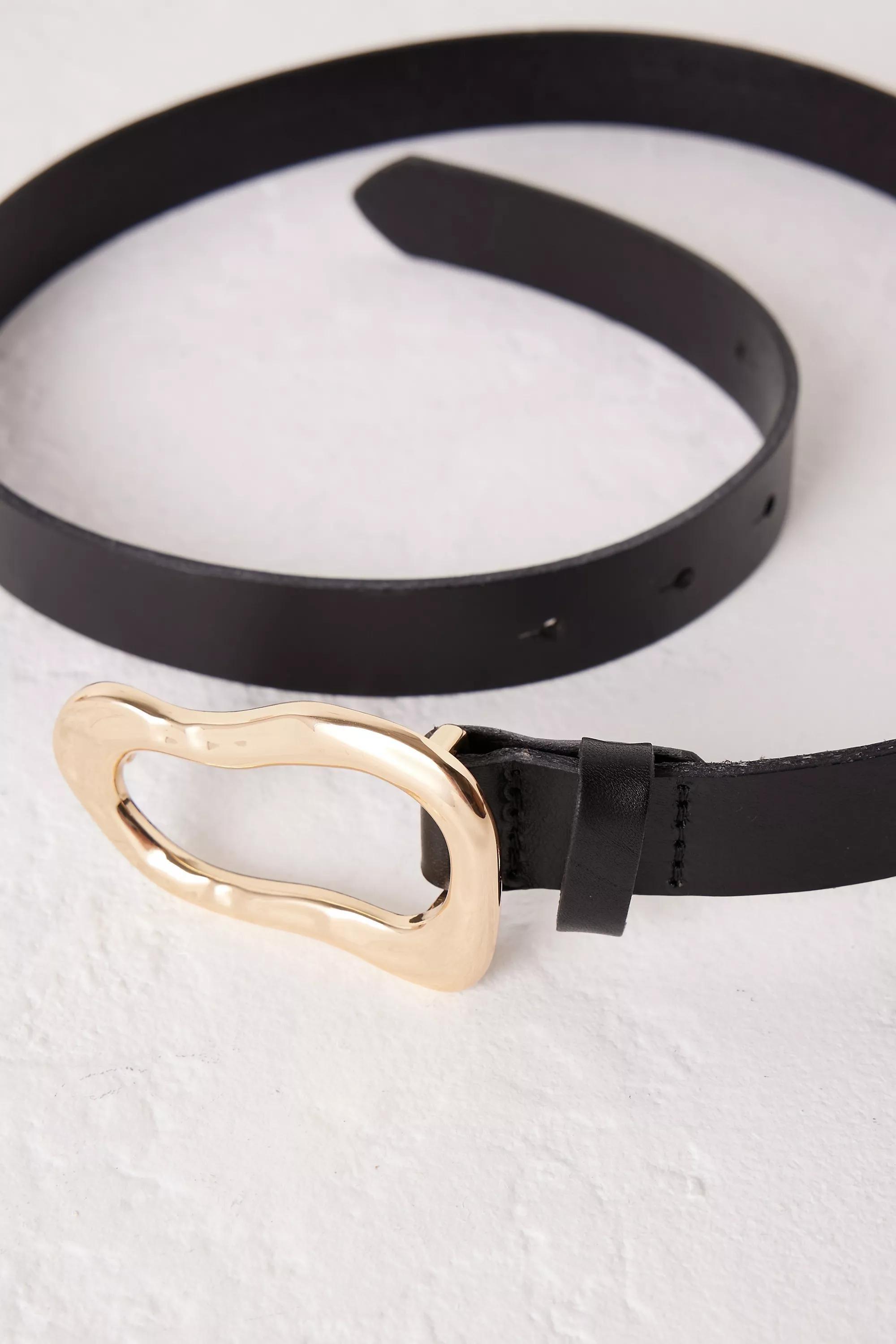 Linea Pelle Sculptural Buckle Leather Belt, Black, , large image number 3
