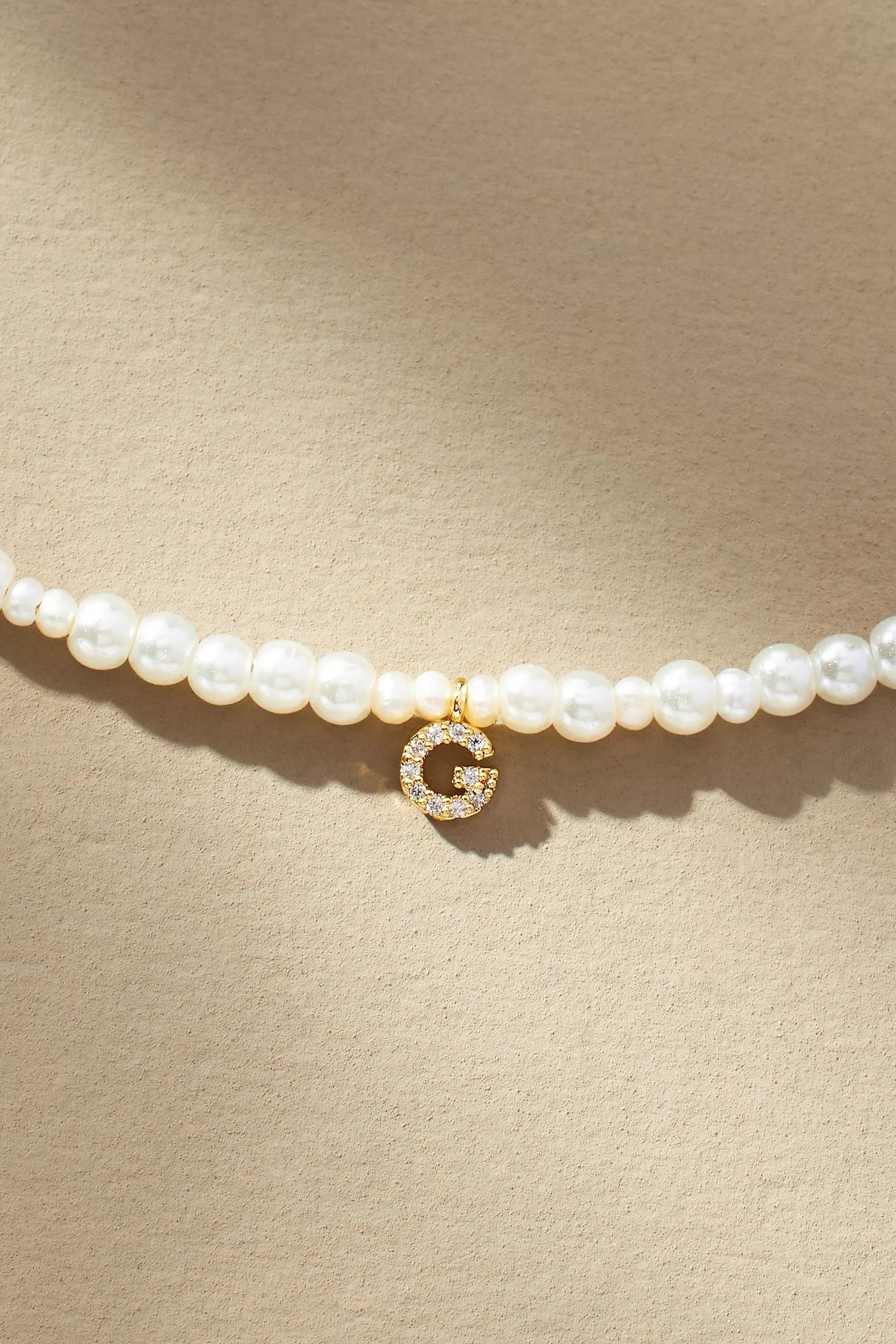 Pave Necklace Letter G , White, A501_0907, large image number 0