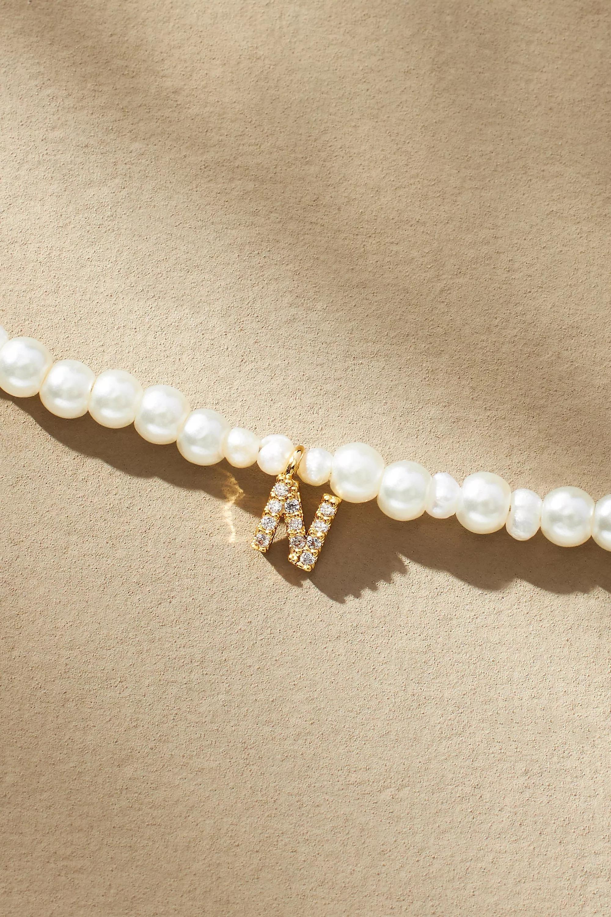 Pave Necklace Letter N , White, A501_0914, large image number 0