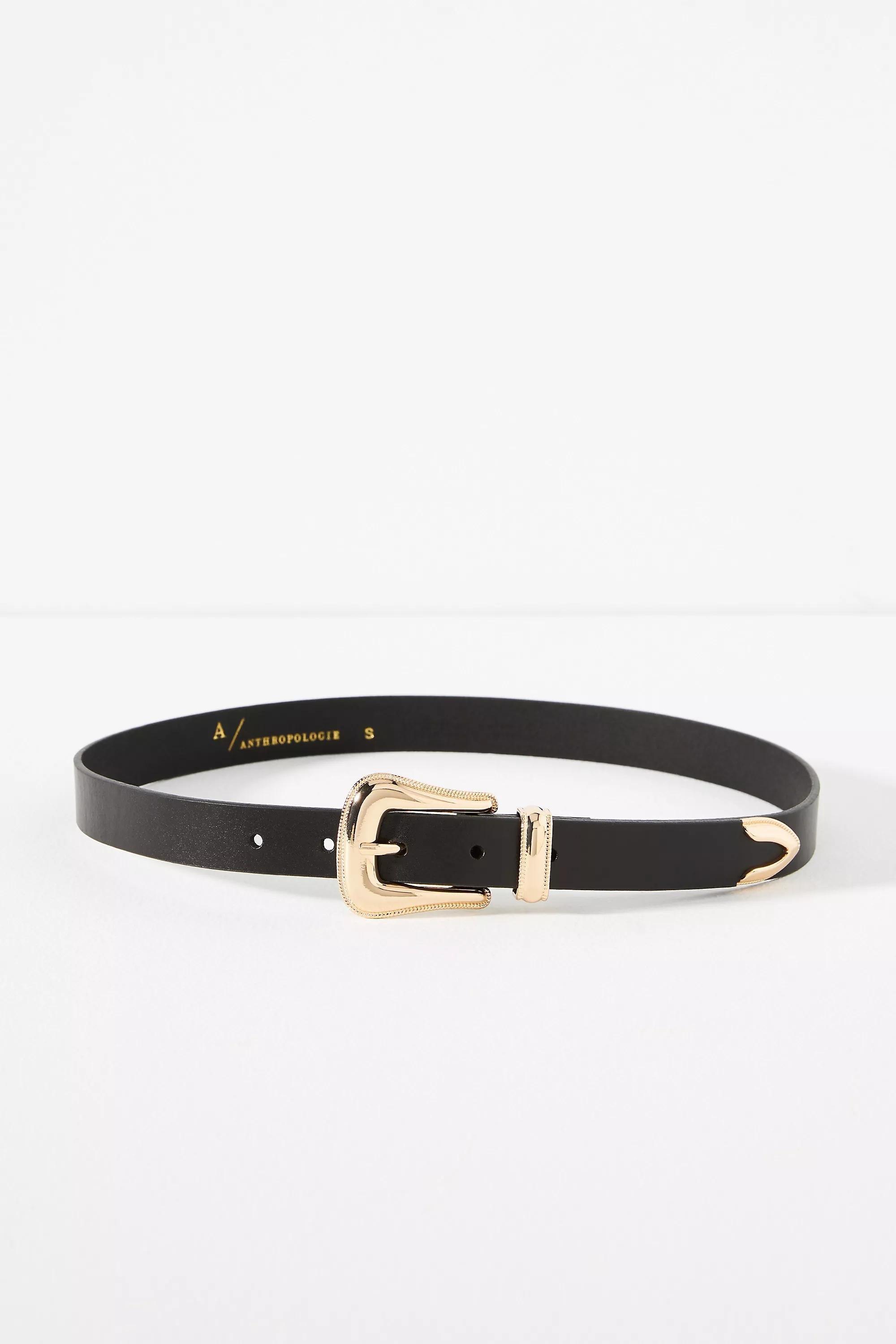 Hensler Western Buckle Leather Belt, Black, , medium