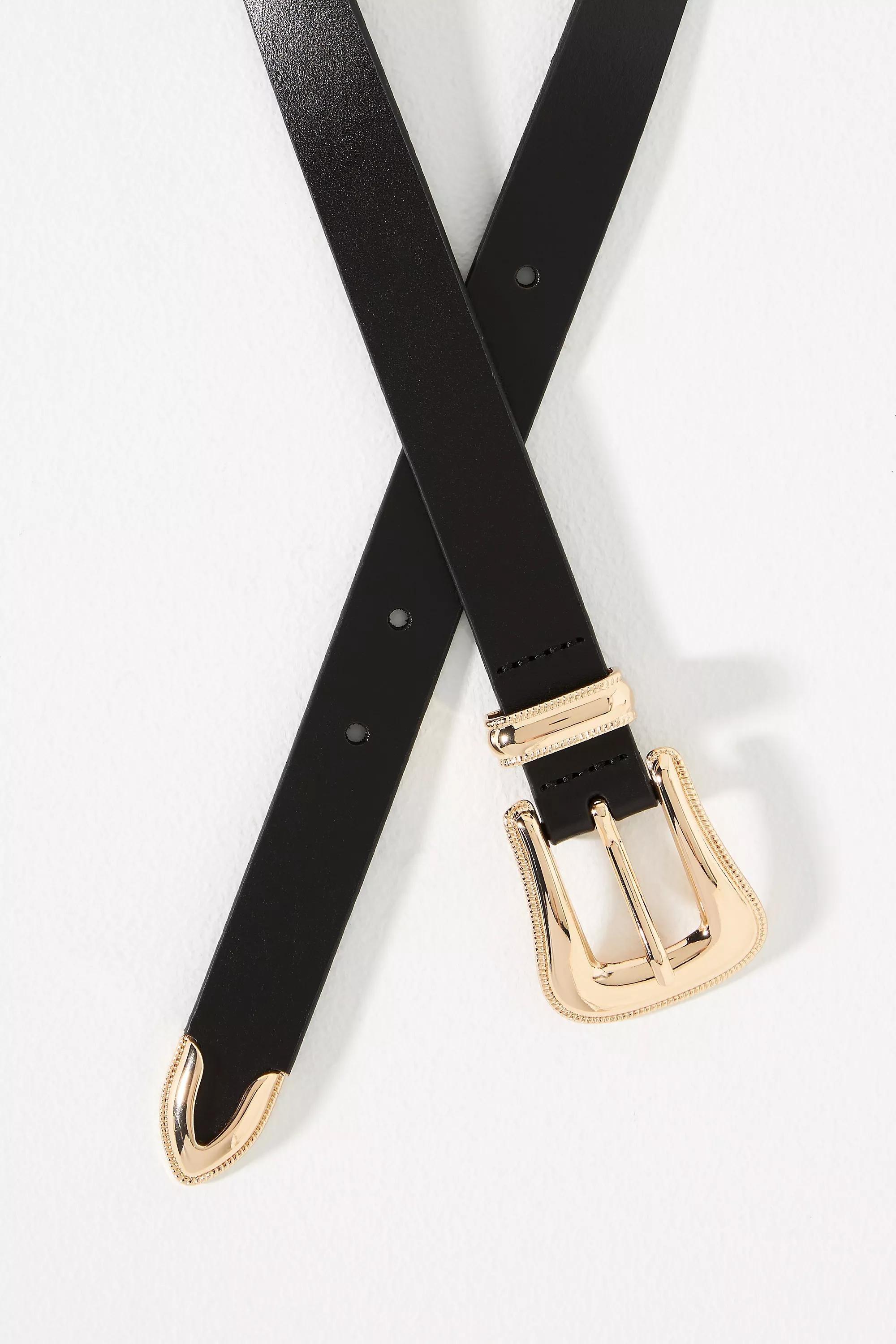 Hensler Western Buckle Leather Belt, Black, , large image number 1