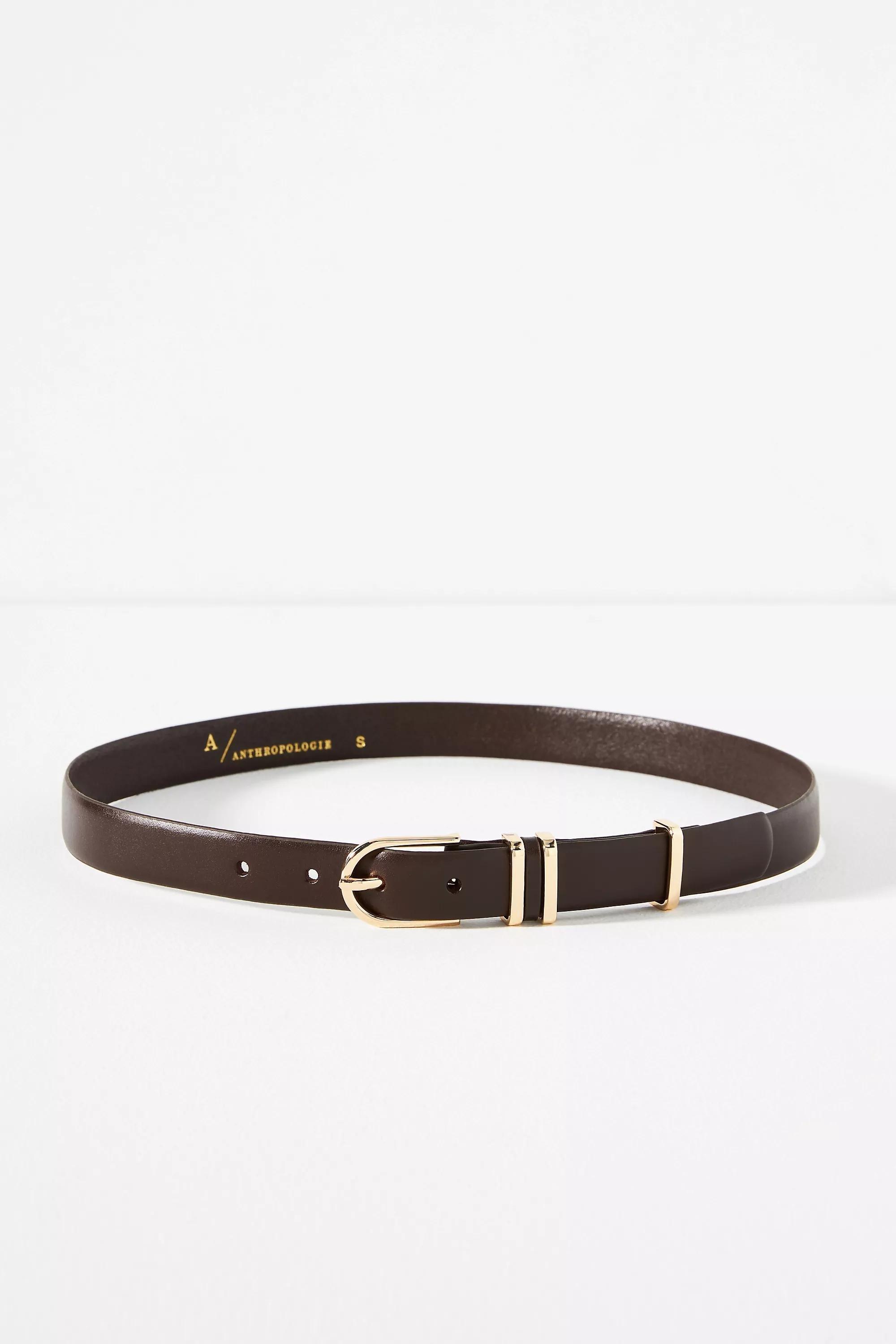 Anthropologie Basic Keeper Leather Belt, Brown Azadea Qatar