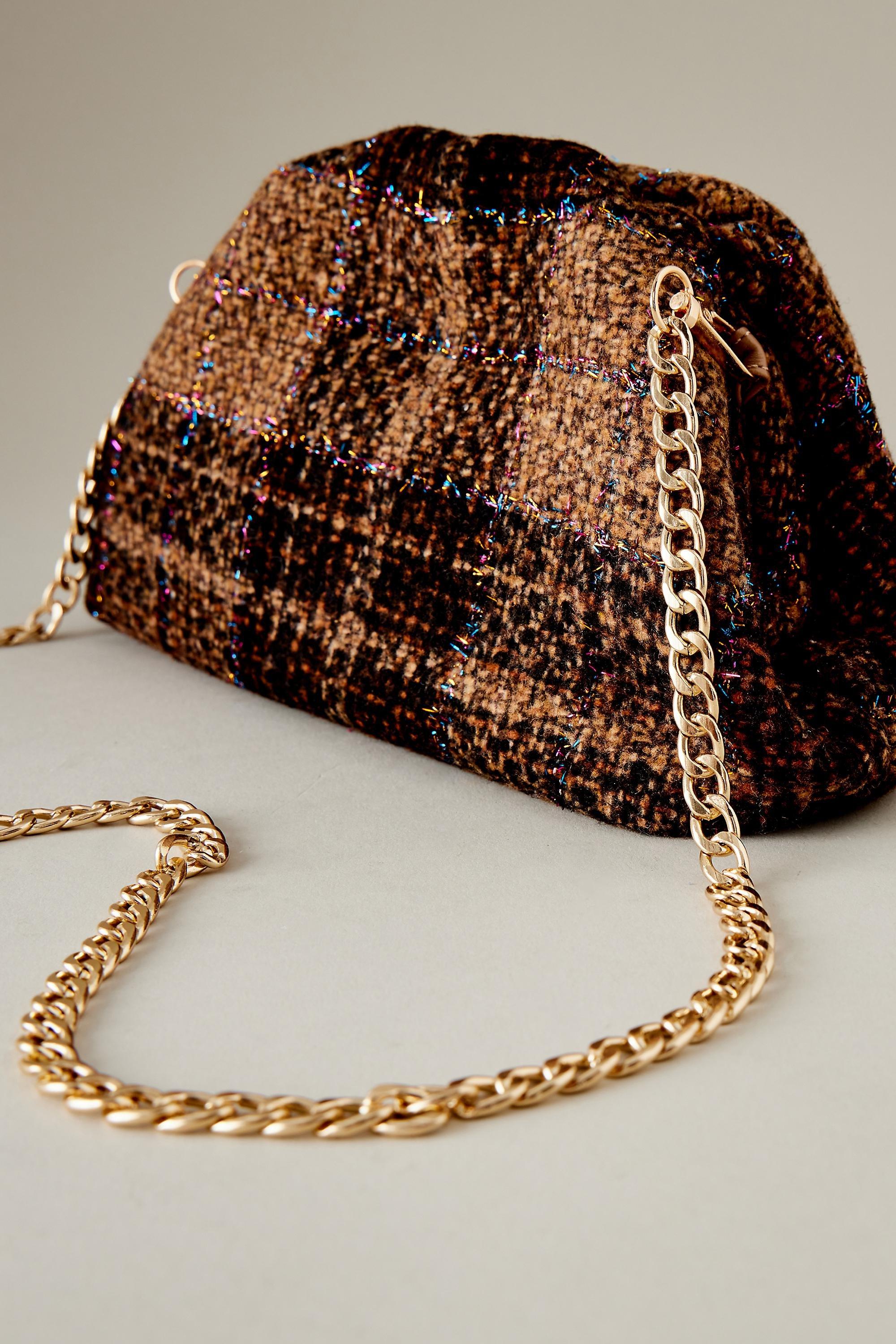 Anthropologie - Clutch Tweed Frankie, Brown