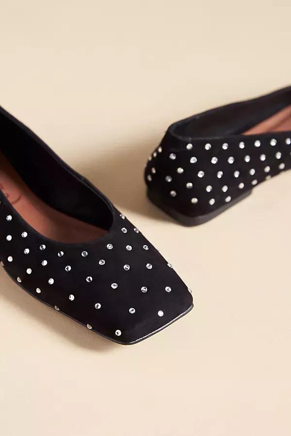 Vicenza Square-Toe Embellished Leather Ballet Flats, Black, , large image number 2