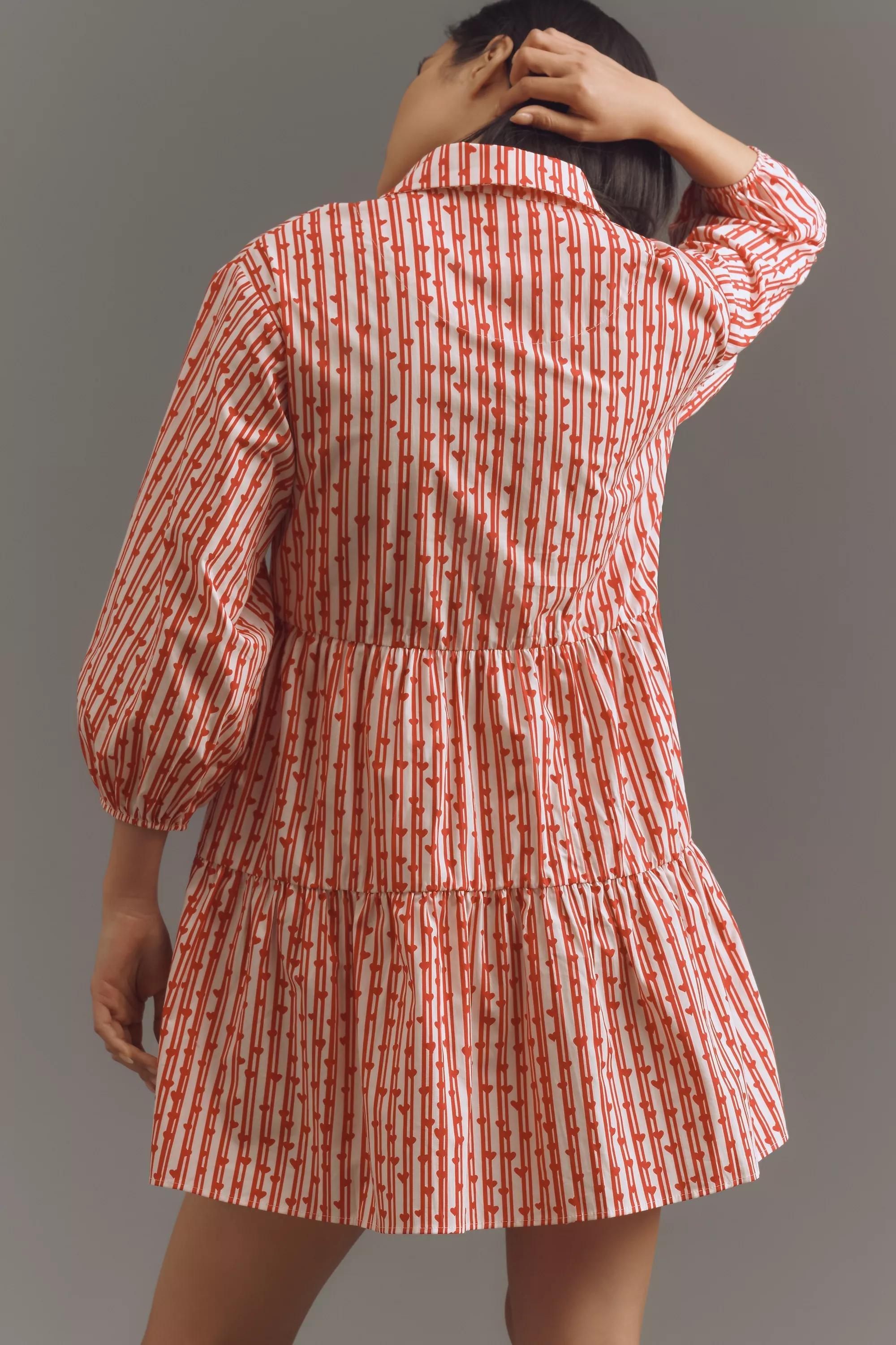 Anthropologie Striped Shirt Dress, Red, , large image number 2