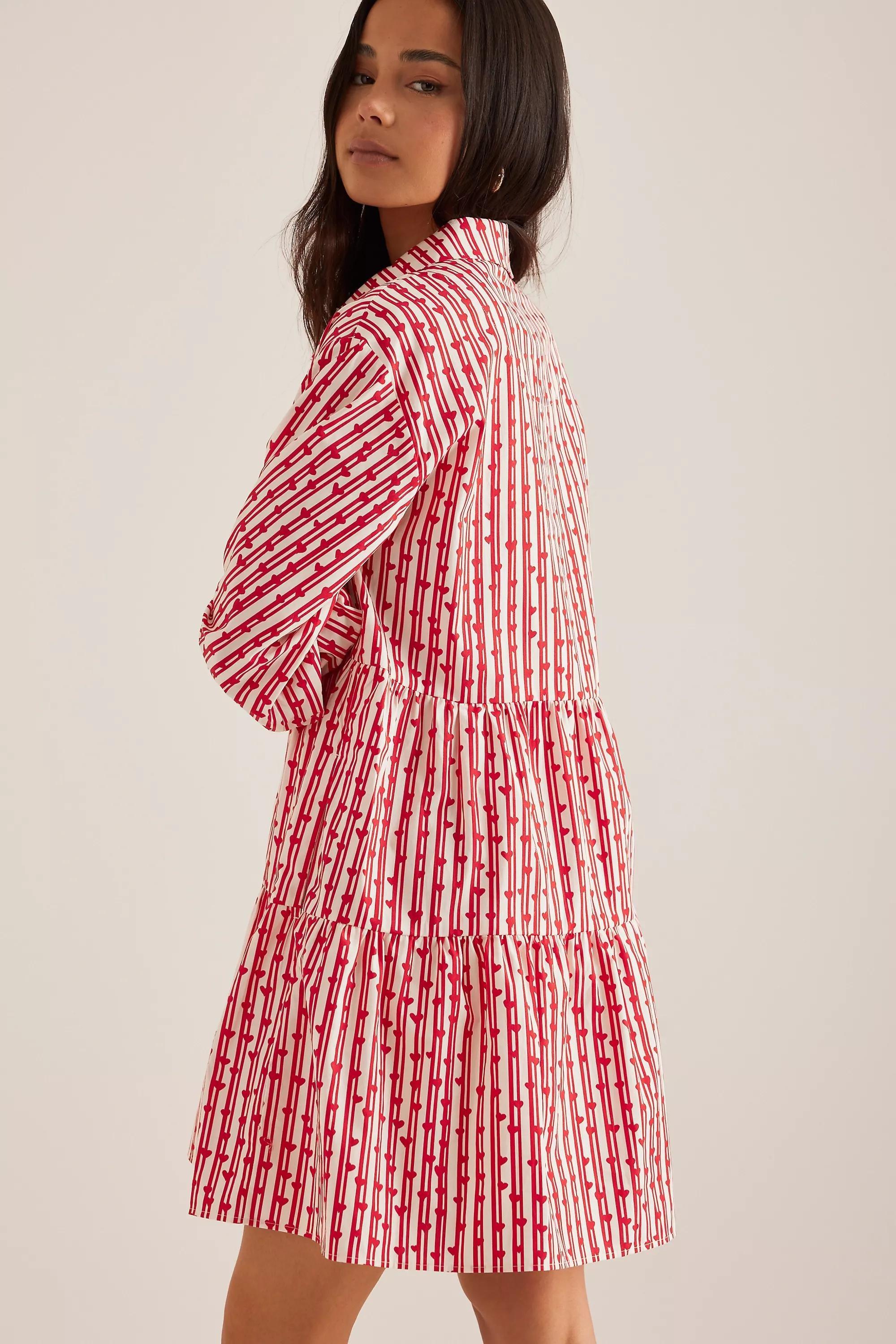 Anthropologie Striped Shirt Dress, Red, , large image number 3
