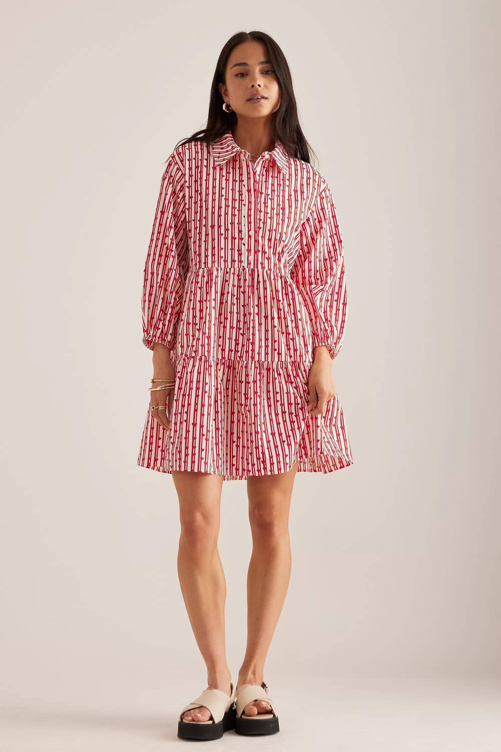 Anthropologie Striped Shirt Dress, Red, , large image number 5
