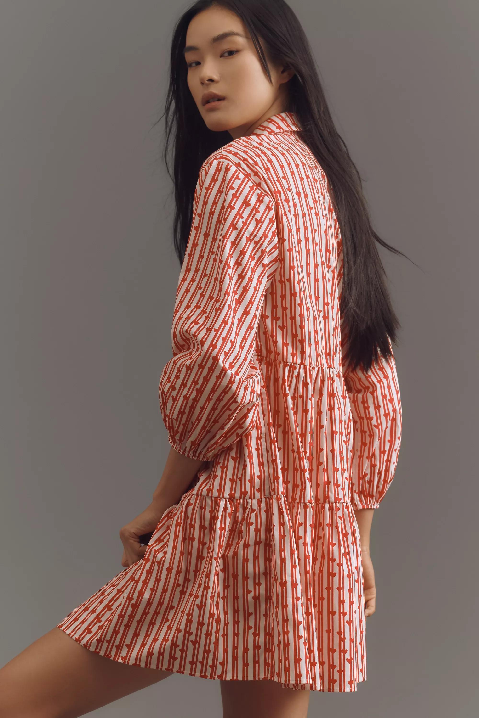 Anthropologie Striped Shirt Dress, Red, , large image number 6