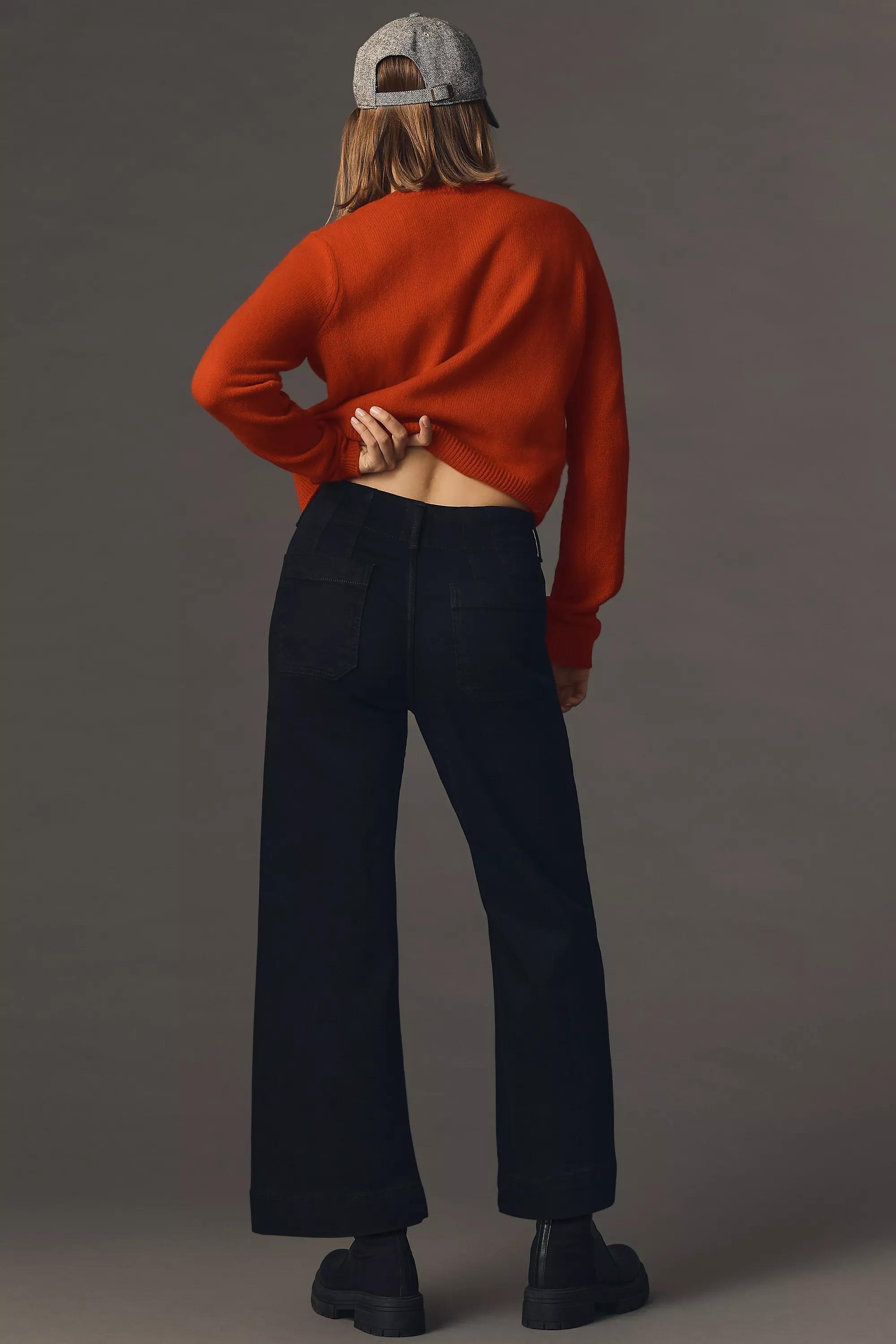 Maeve Denim Cropped Wide-Leg Jeans, Black, , large image number 3
