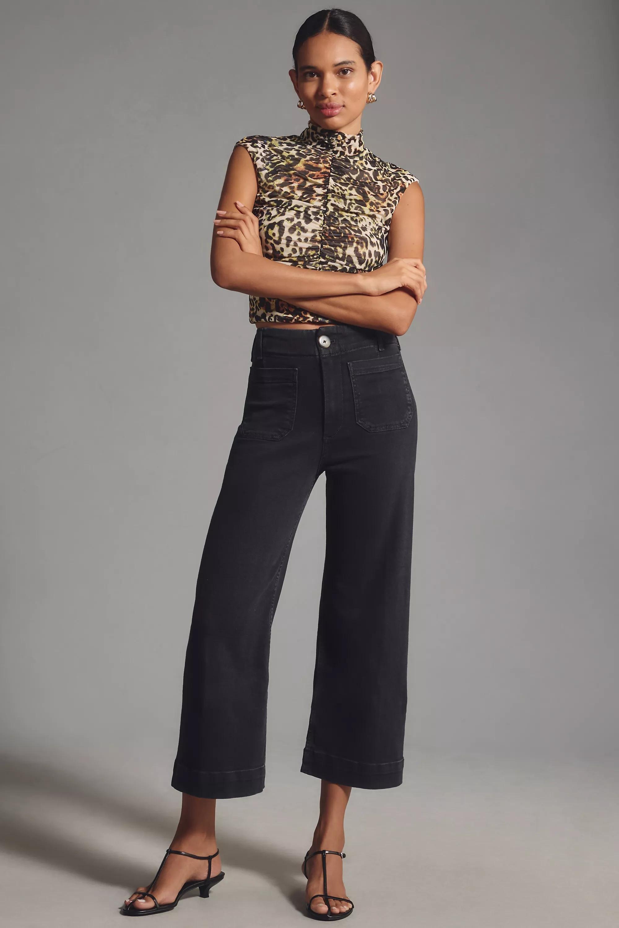 The Colette By Maeve Denim Cropped Wide Leg Jeans, Grey, , large image number 0
