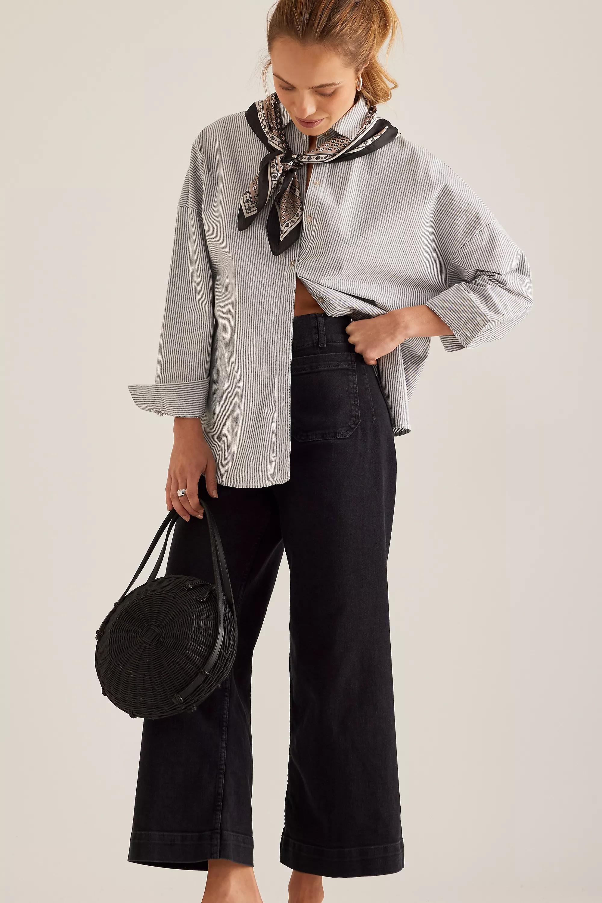 The Colette By Maeve Denim Cropped Wide Leg Jeans, Grey, , large image number 1