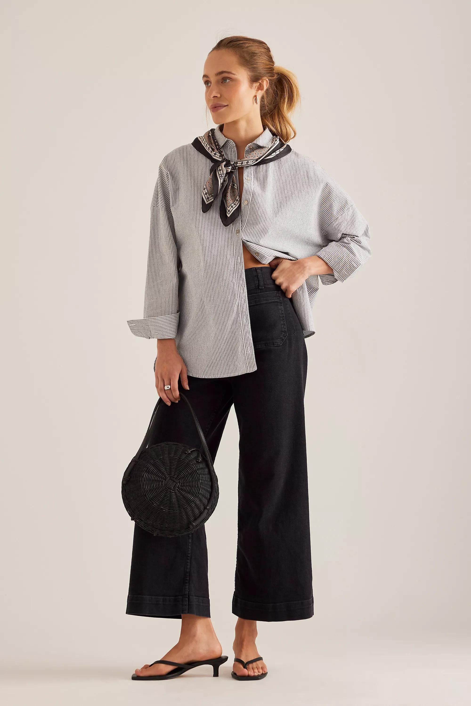 The Colette By Maeve Denim Cropped Wide Leg Jeans, Grey, , large image number 3