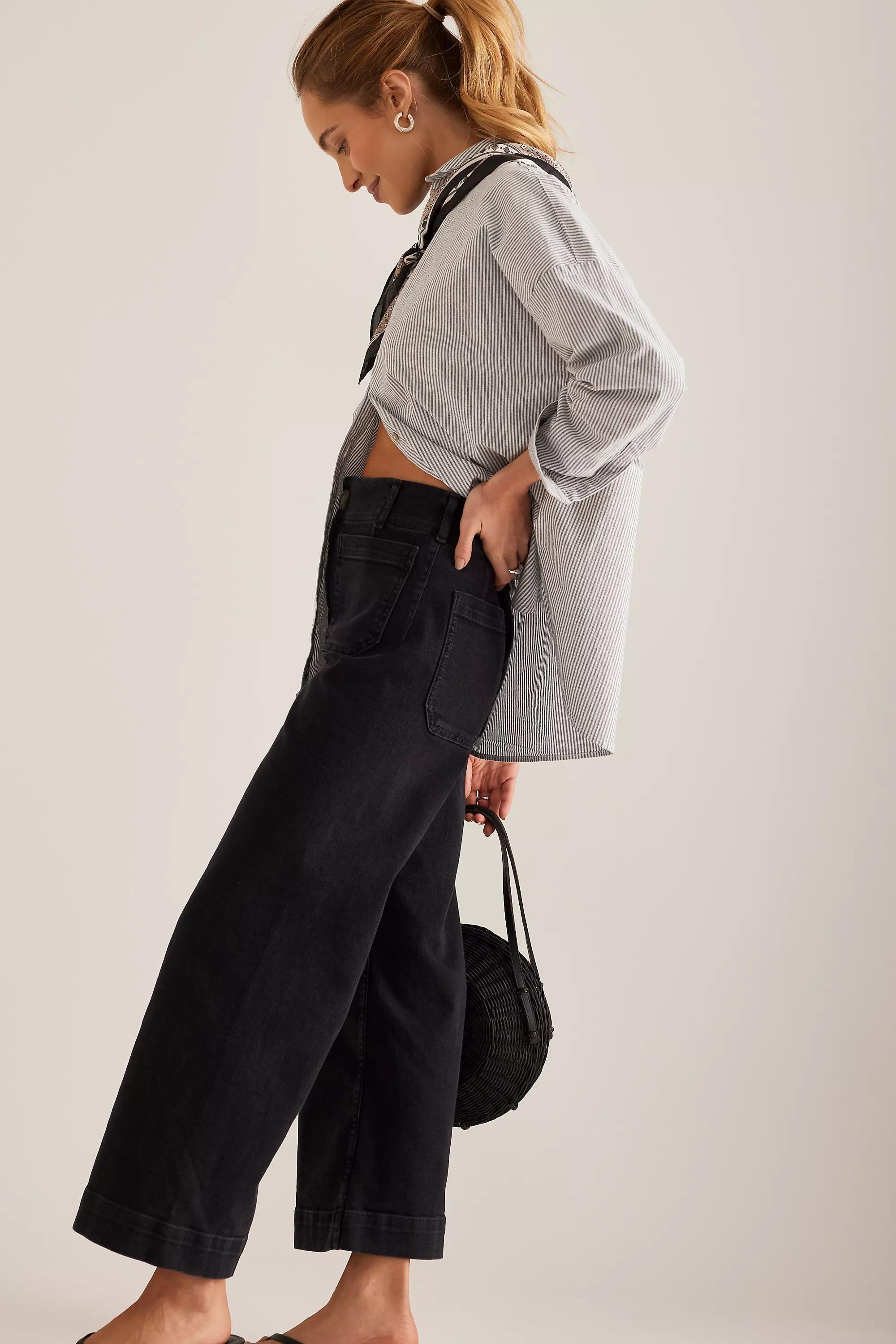 The Colette By Maeve Denim Cropped Wide Leg Jeans, Grey, , large image number 4