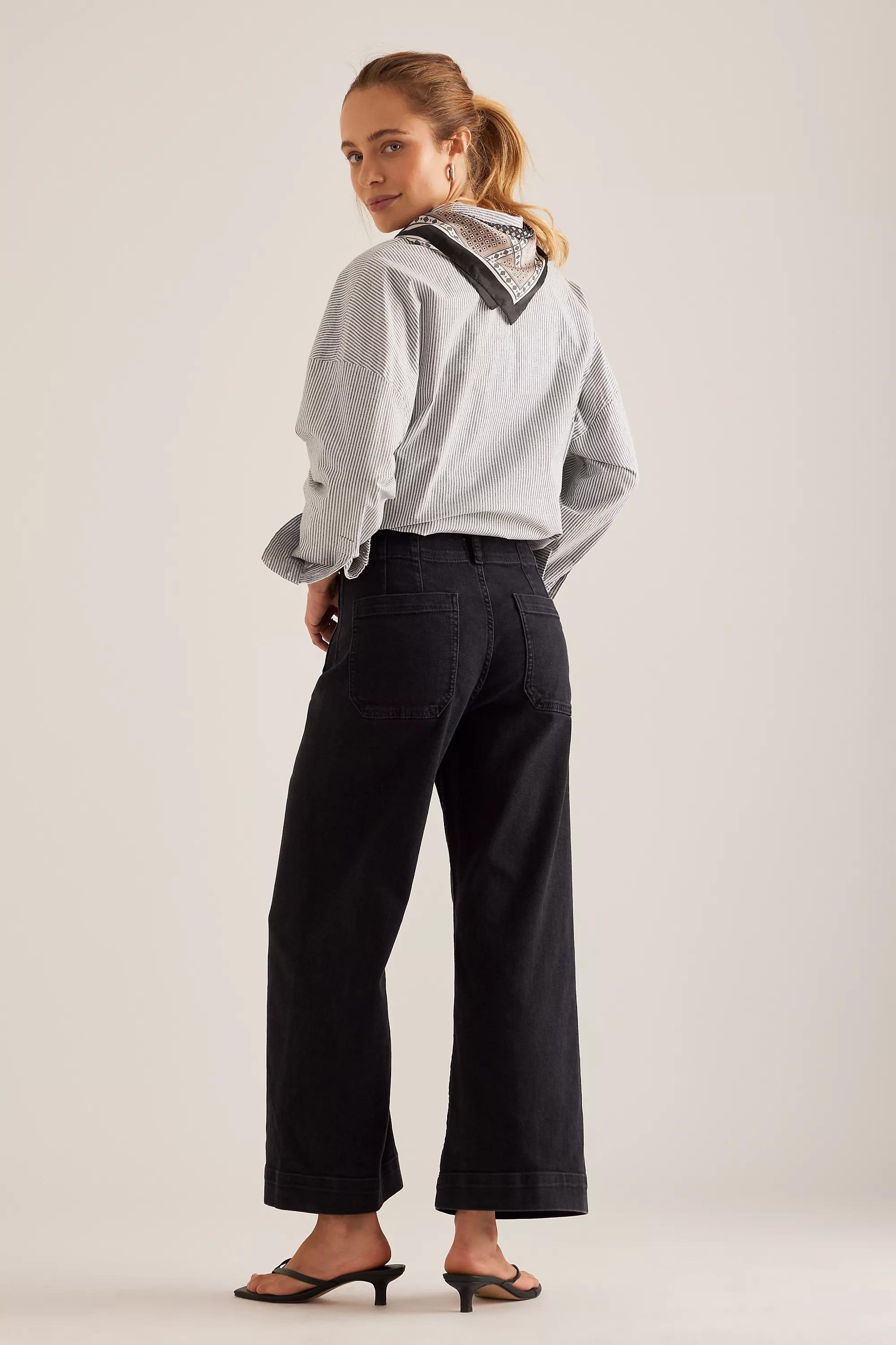 The Colette By Maeve Denim Cropped Wide Leg Jeans, Grey, , large image number 10