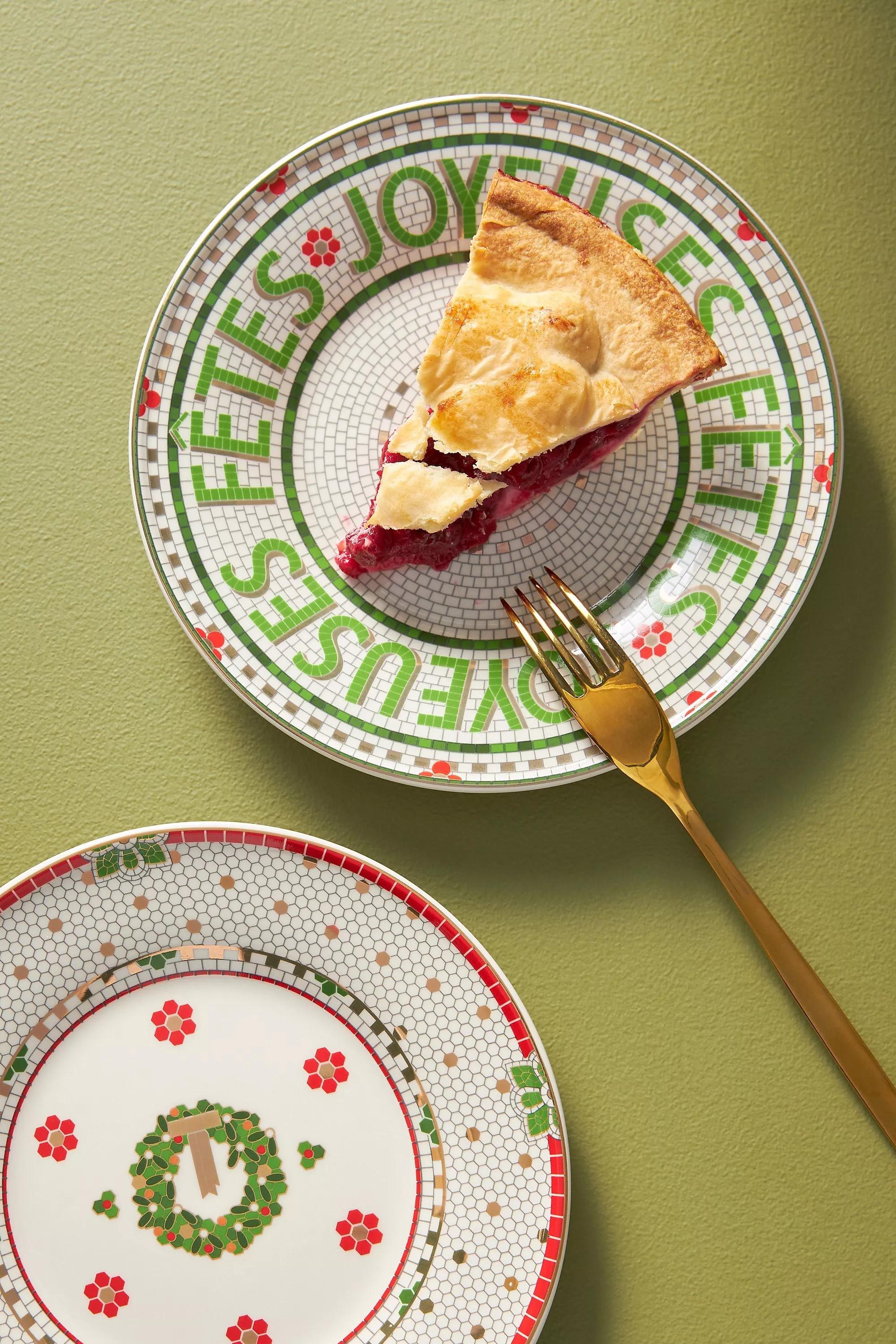 Festive Bistro Tile Dessert Plate, Green, A501_0038, large image number 1