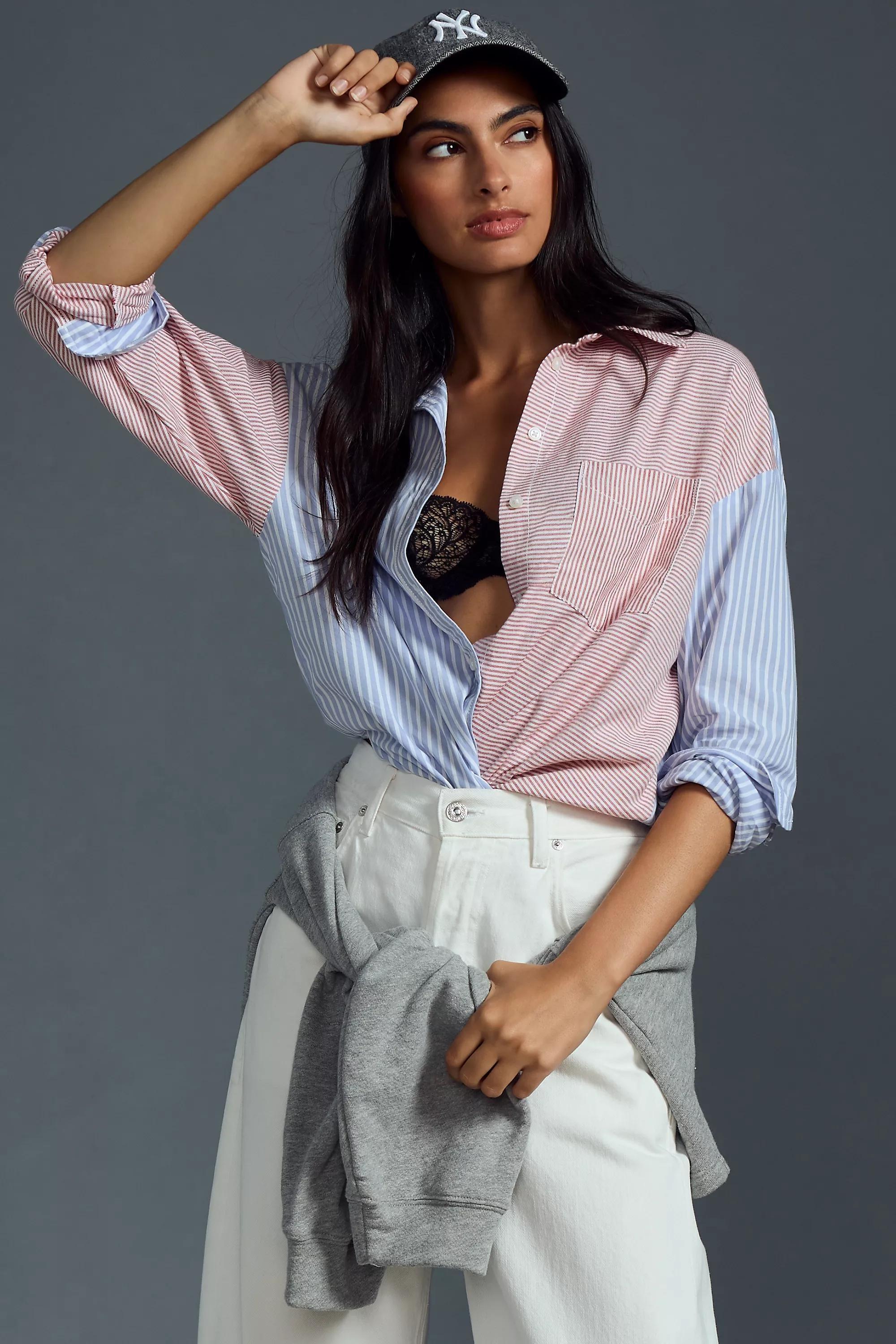 Maeve Button-Down Shirt Mixed Stripe Edition, Red, , large image number 3