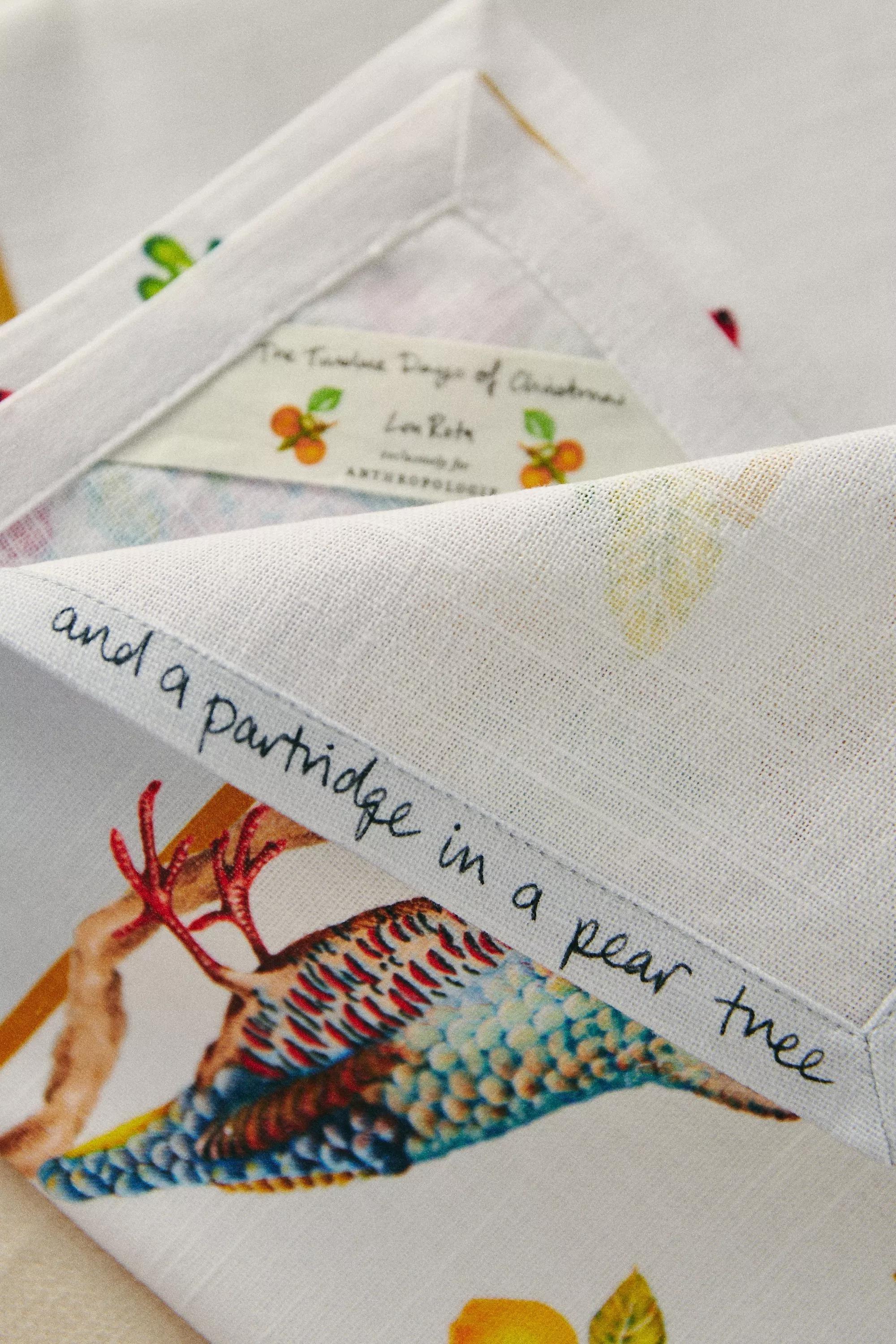 Lou Rota Twelve Days Of Christmas Cotton Napkins, Set Of 12, Multicolour, , large image number 2