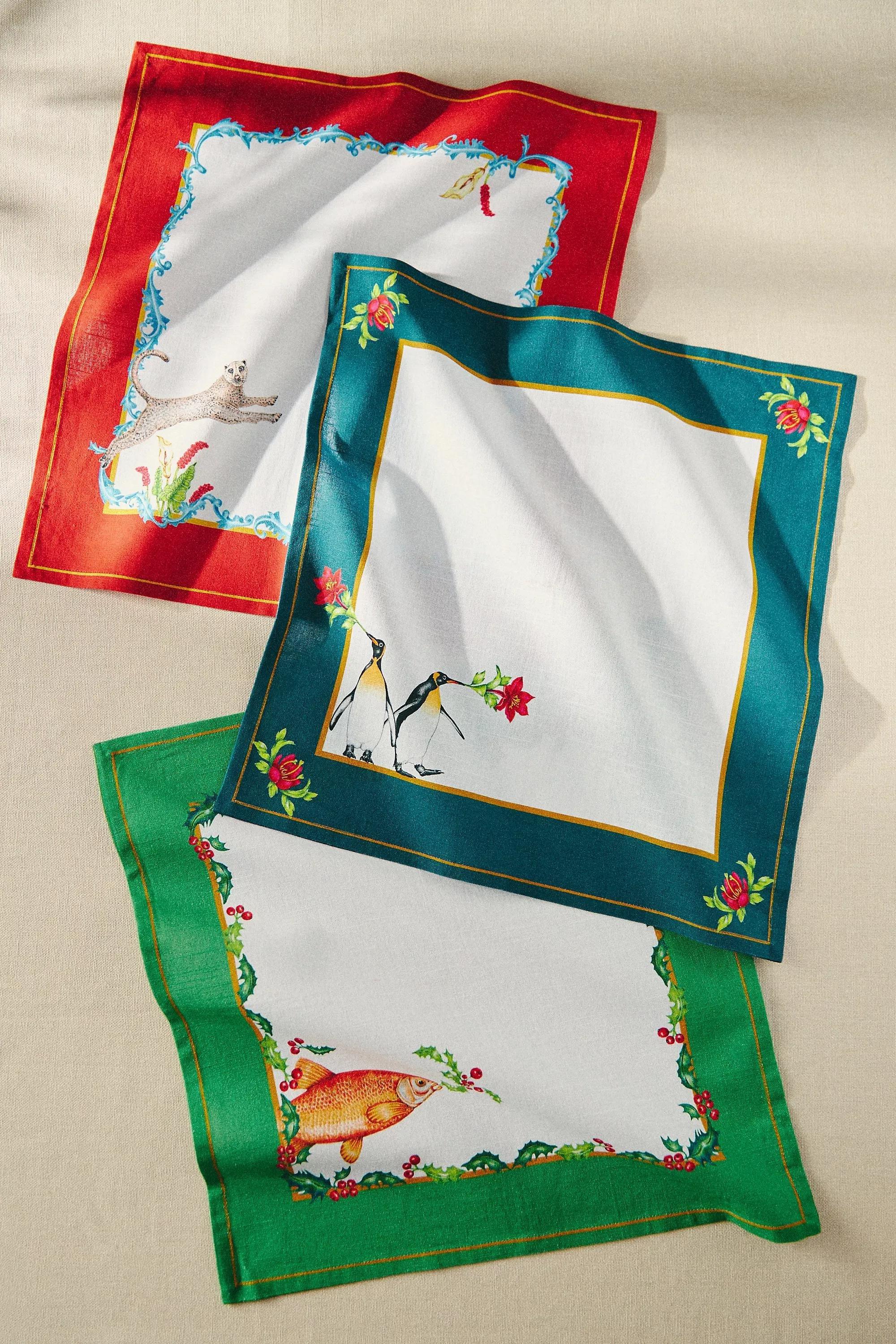Lou Rota Twelve Days Of Christmas Cotton Napkins, Set Of 12, Multicolour, , large image number 4
