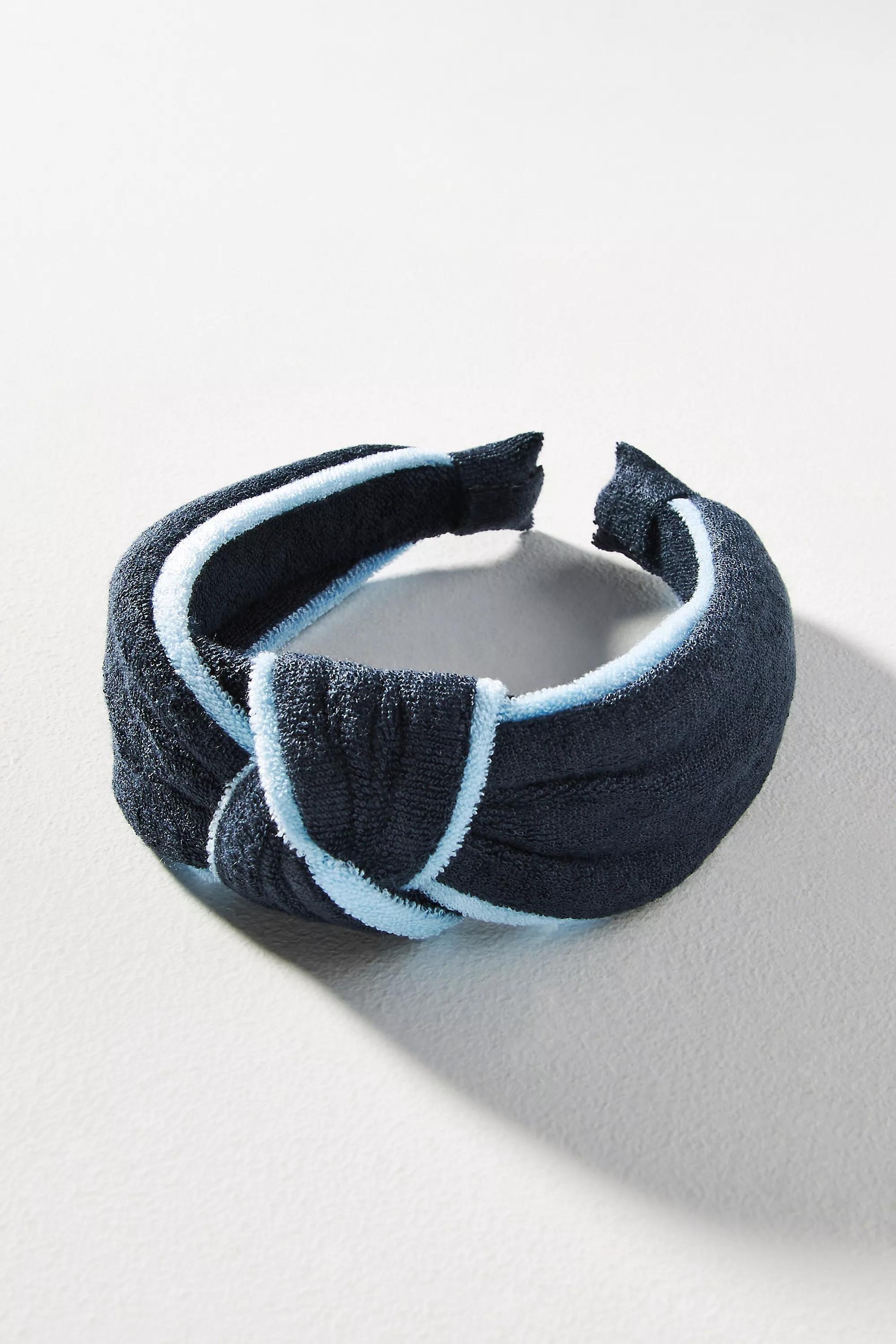 Terry Knot Makeup Headband, Navy, A501_0041, large image number 0