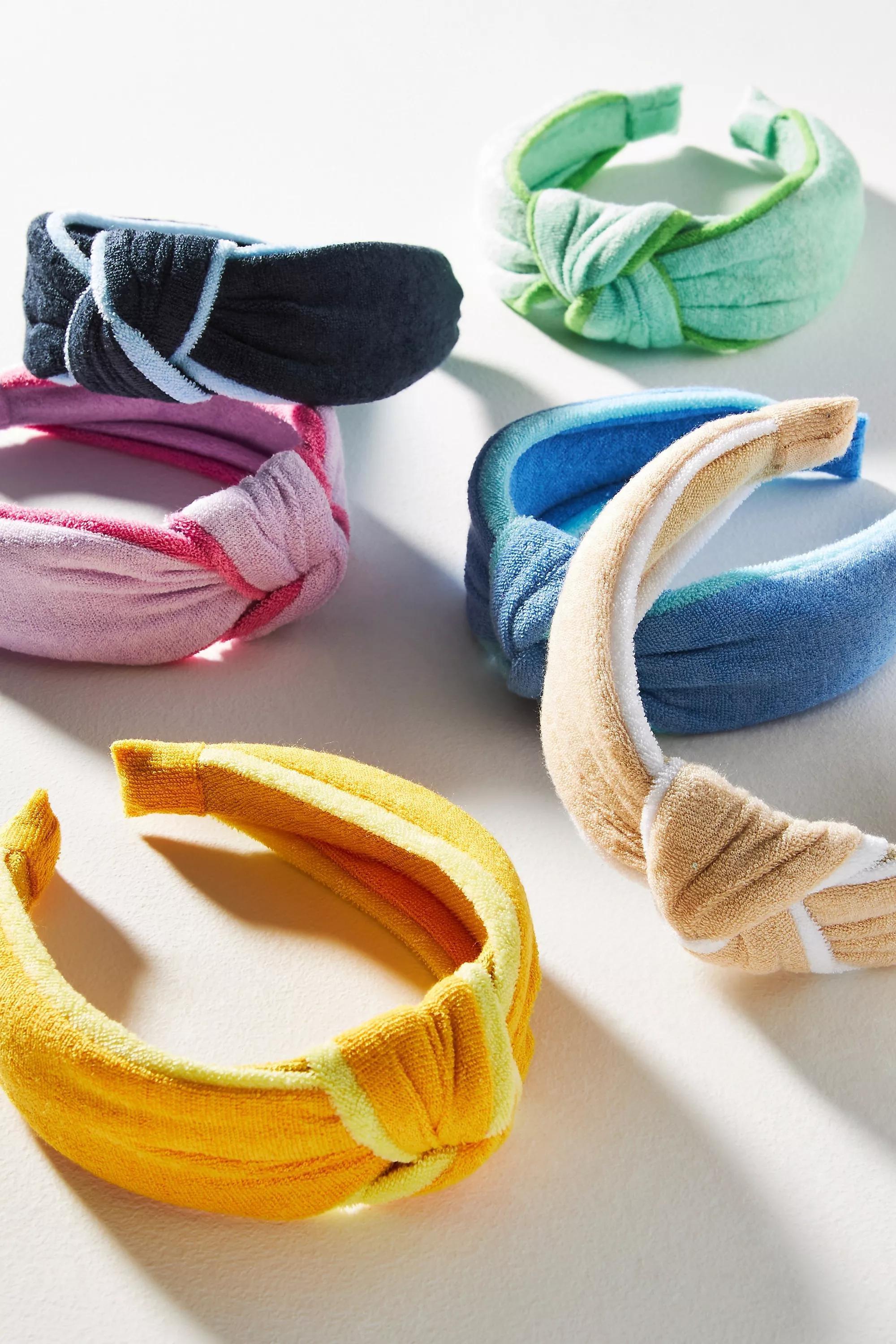 Terry Knot Makeup Headband, Navy, A501_0041, large image number 1