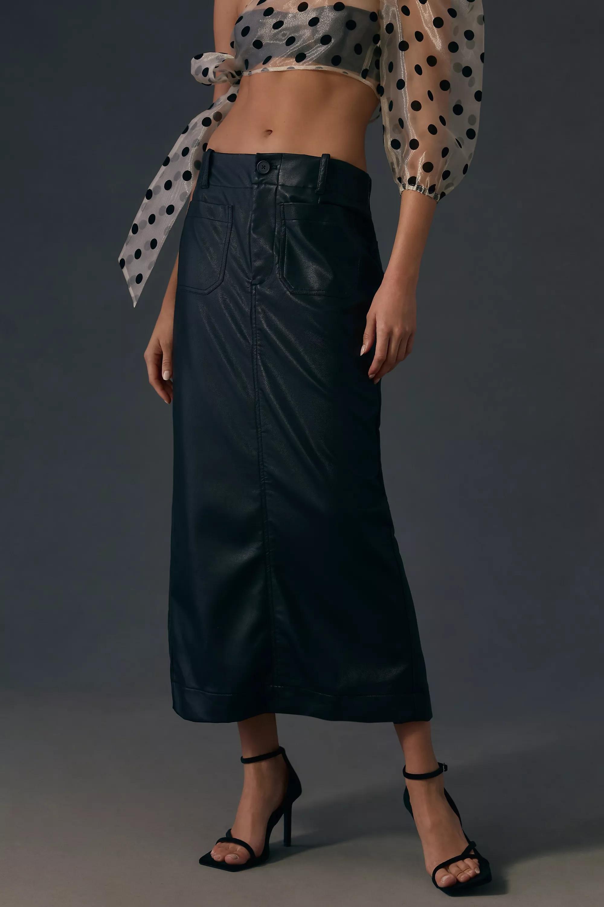 The Colette By Maeve Faux Leather Maxi Skirt, Black, , large image number 1