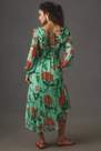Anthropologie - By Anthropologie Odetta Ruffled V-Neck Midi Dress, Green