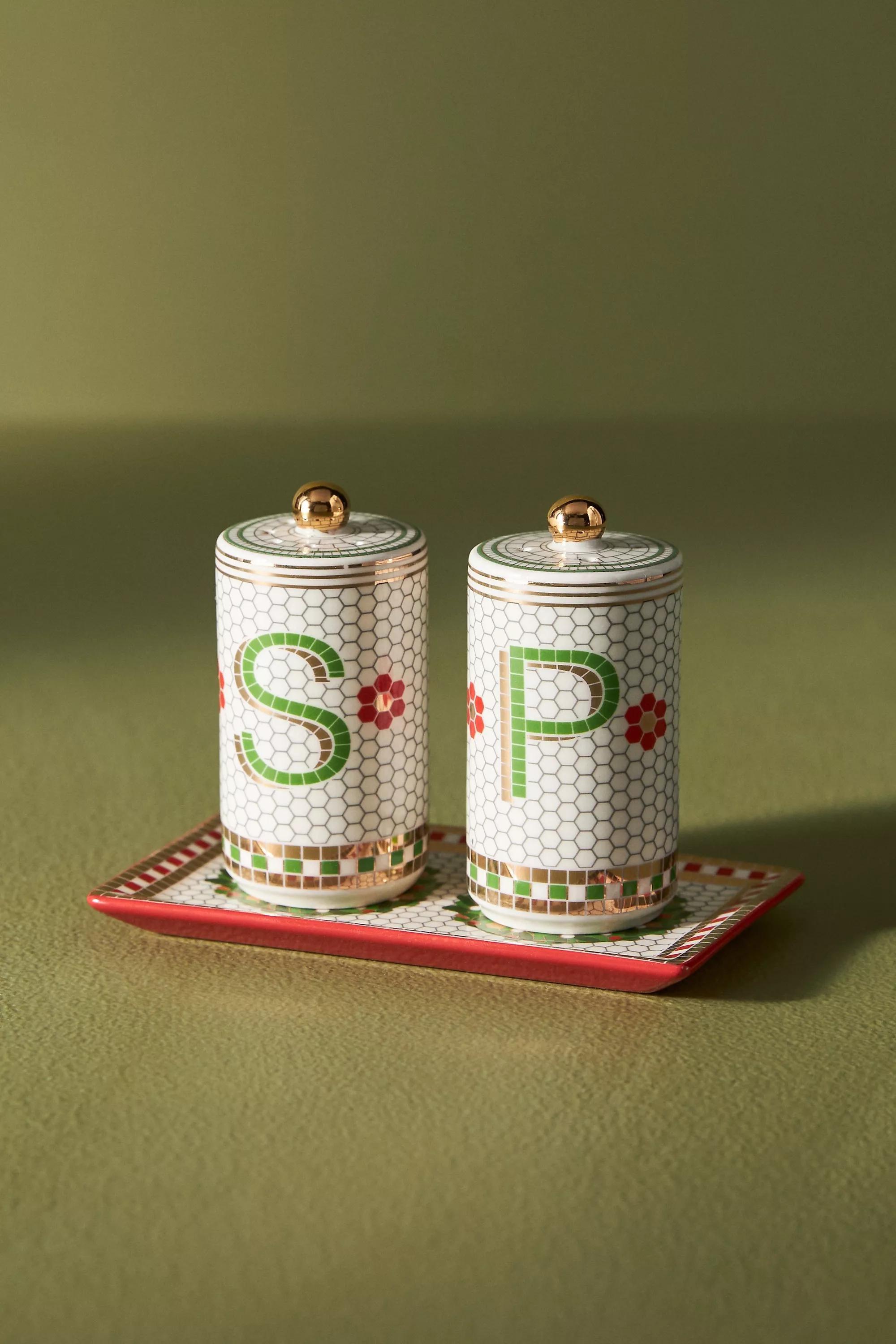 Festive Bistro Tile Salt & Pepper Shakers, Green, , large image number 2
