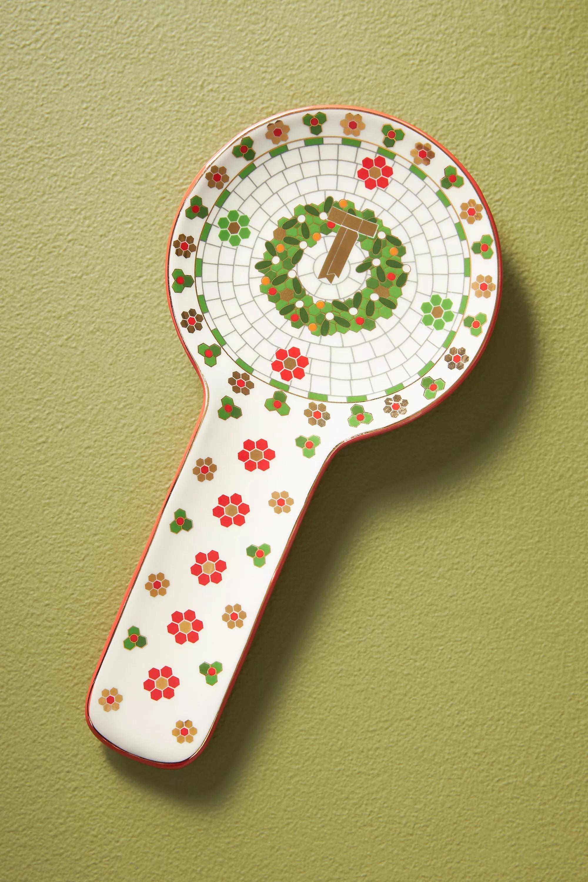 Festive Bistro Tile Spoon Rest, Green, A501_0037, large image number 0