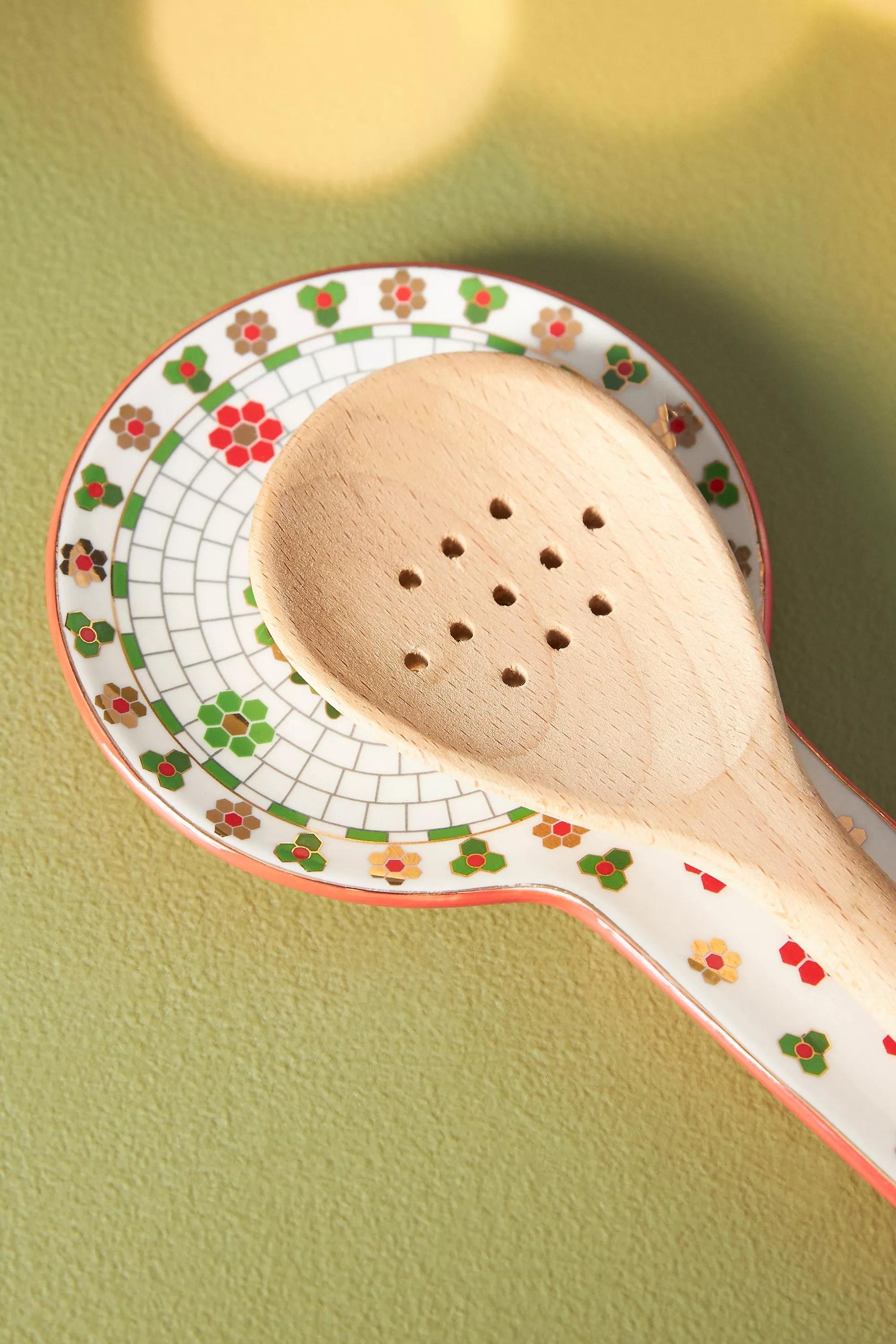 Festive Bistro Tile Spoon Rest, Green, A501_0037, large image number 4