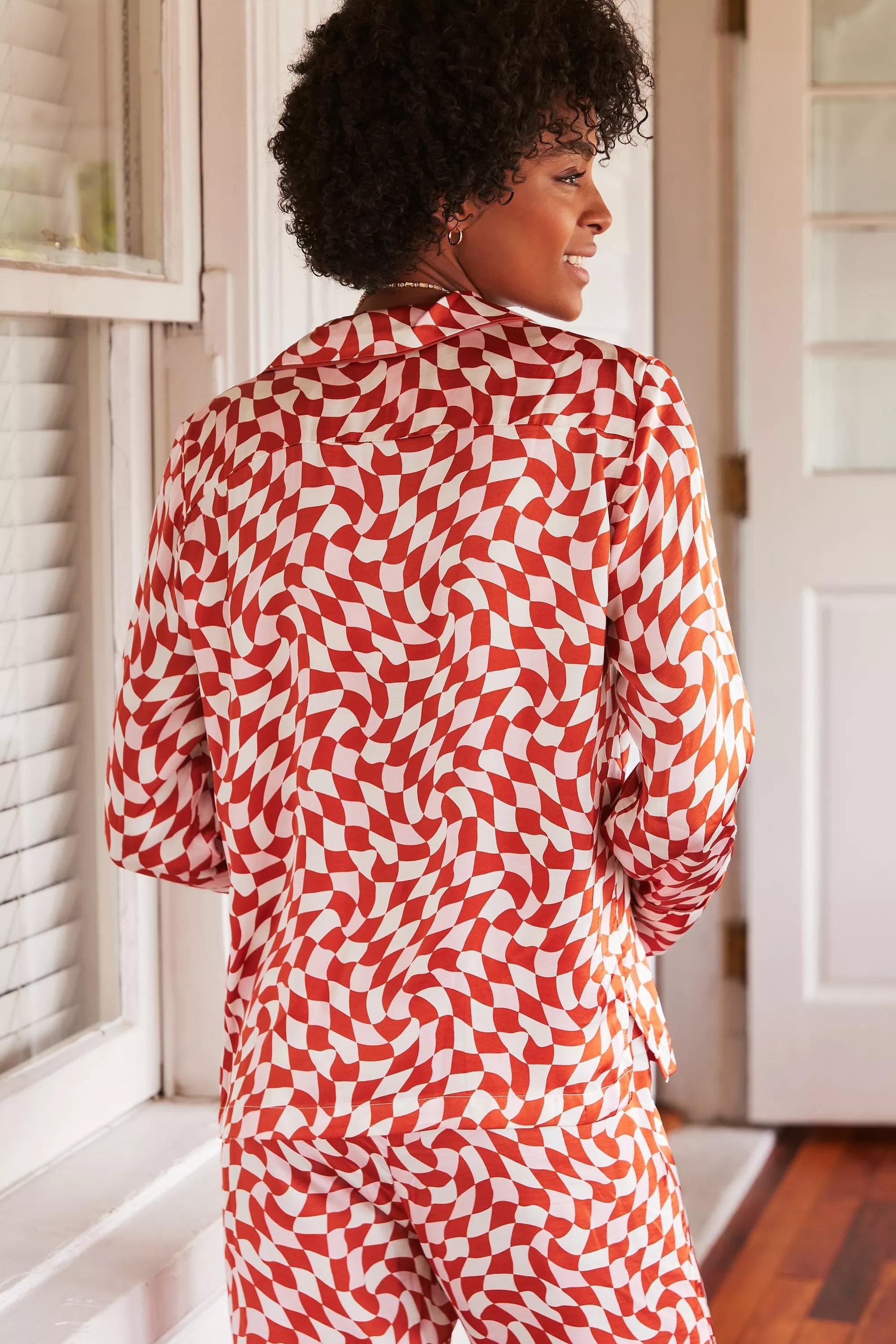 Silky Printed Pyjama Top, Orange, , large image number 3