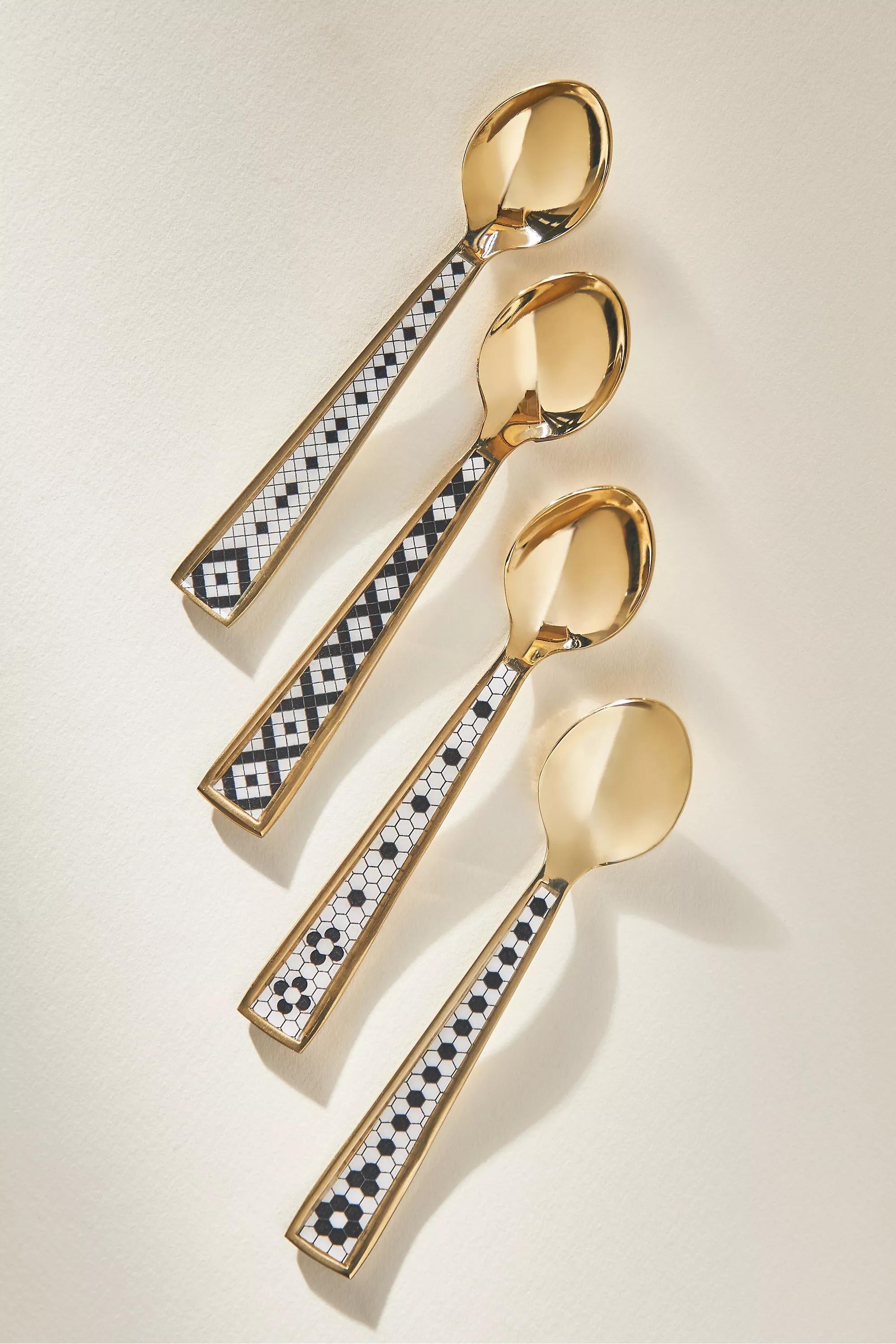 BLACK & WHITE The Bistro Tile Stainless Steel Teaspoons, Set of 4, A501_0018, large image number 0