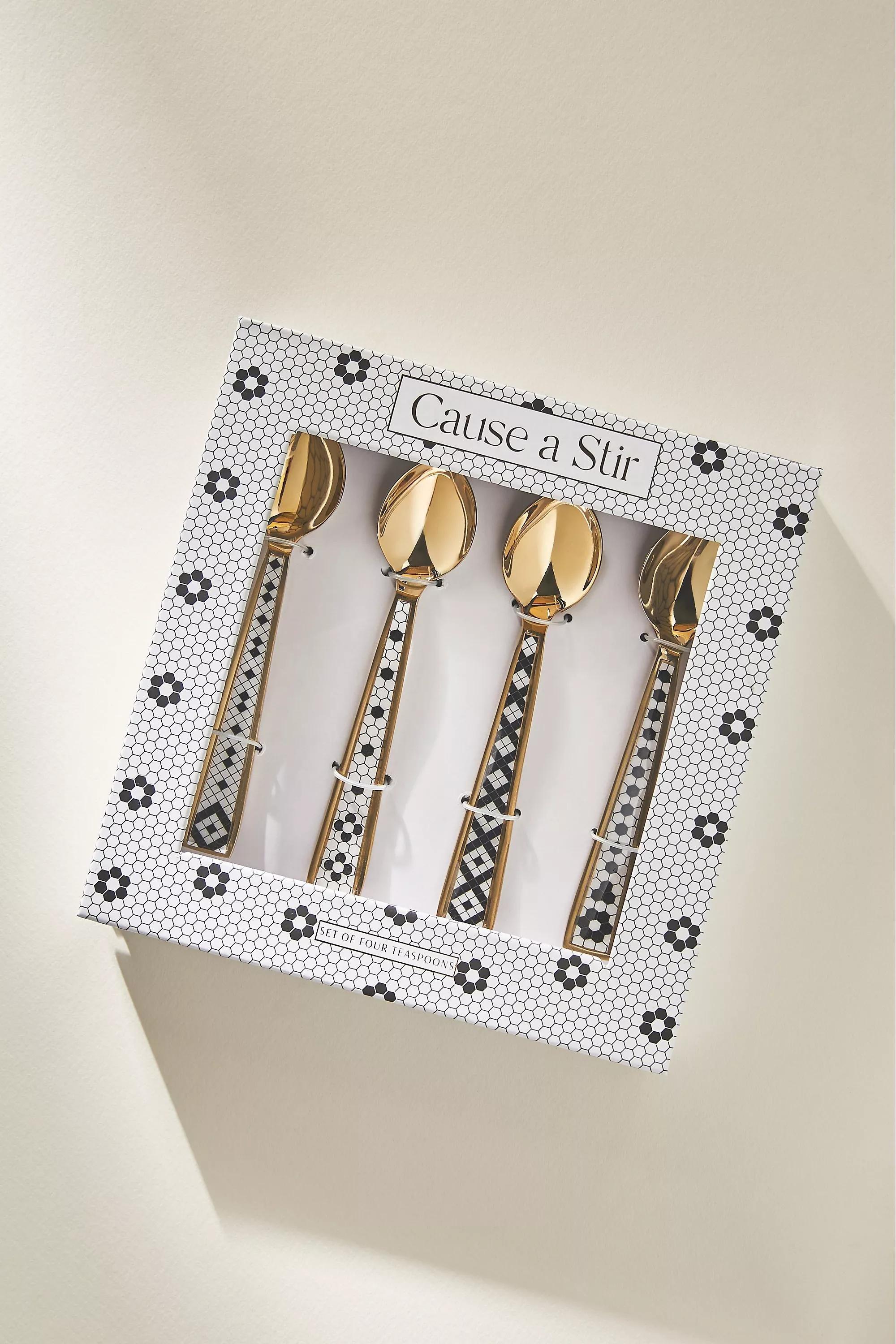 BLACK & WHITE The Bistro Tile Stainless Steel Teaspoons, Set of 4, A501_0018, large image number 1
