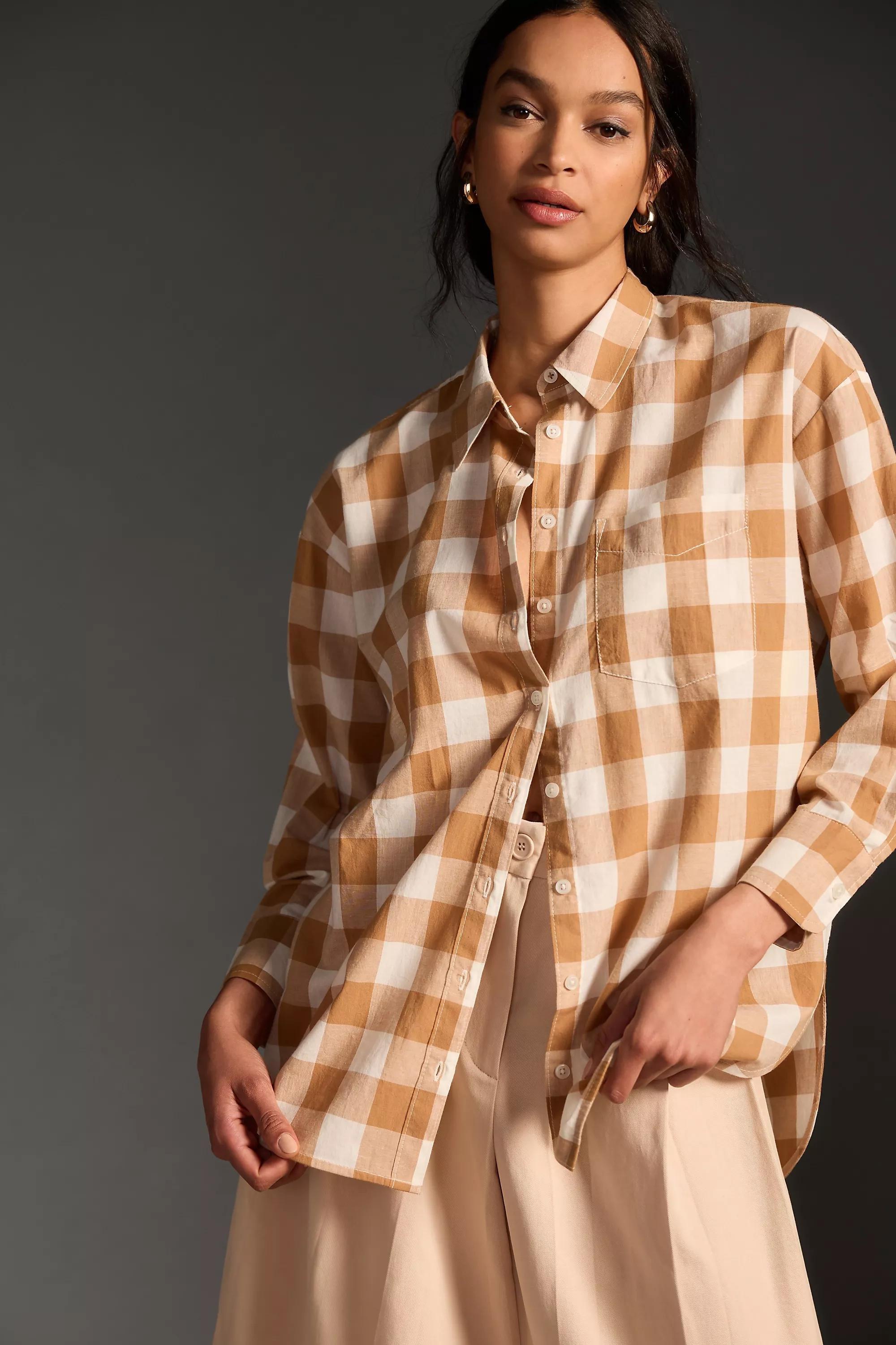 Maeve Motif The Bennet Button-Down Shirt, Brown, , large image number 1