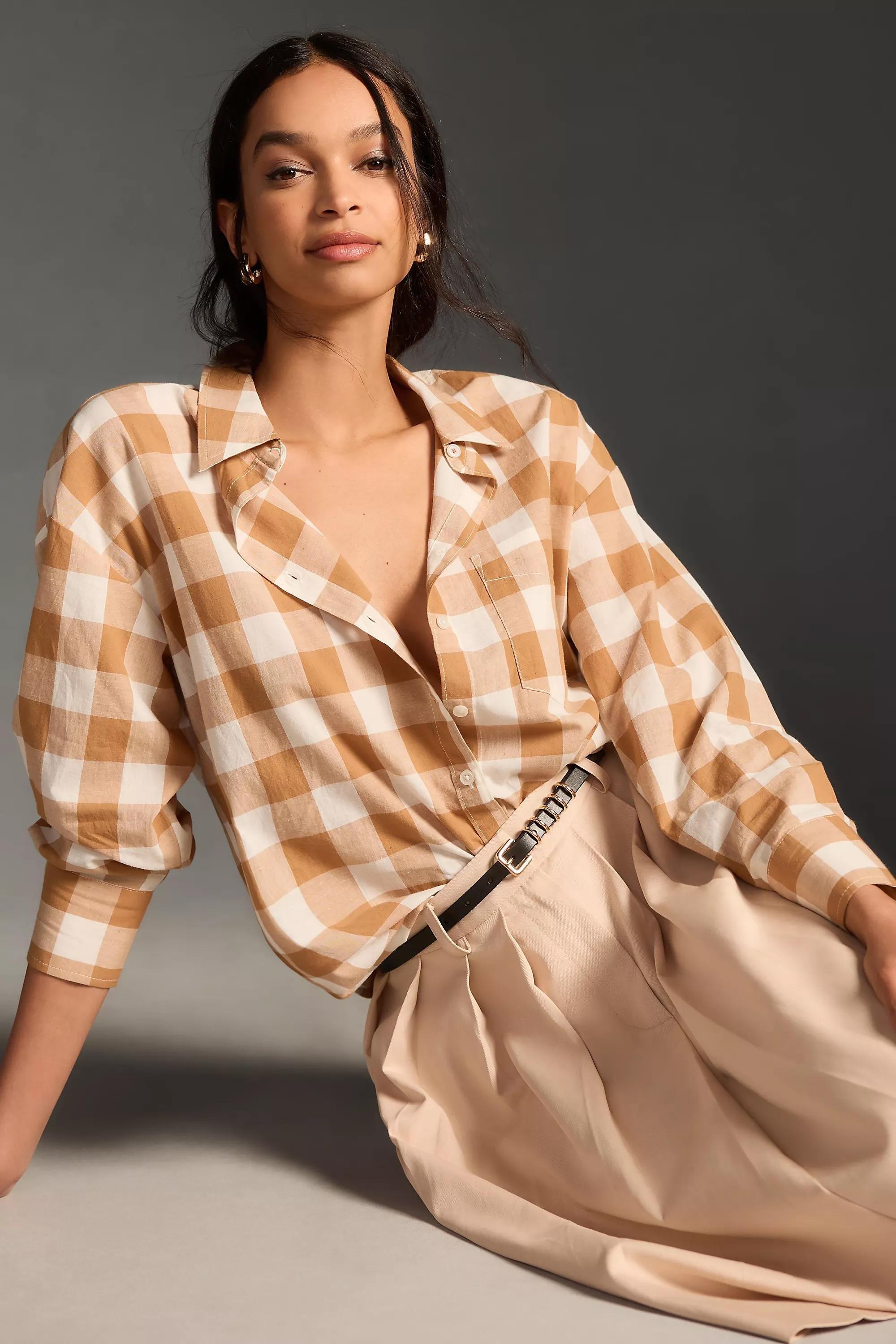 Maeve Motif The Bennet Button-Down Shirt, Brown, , large image number 3