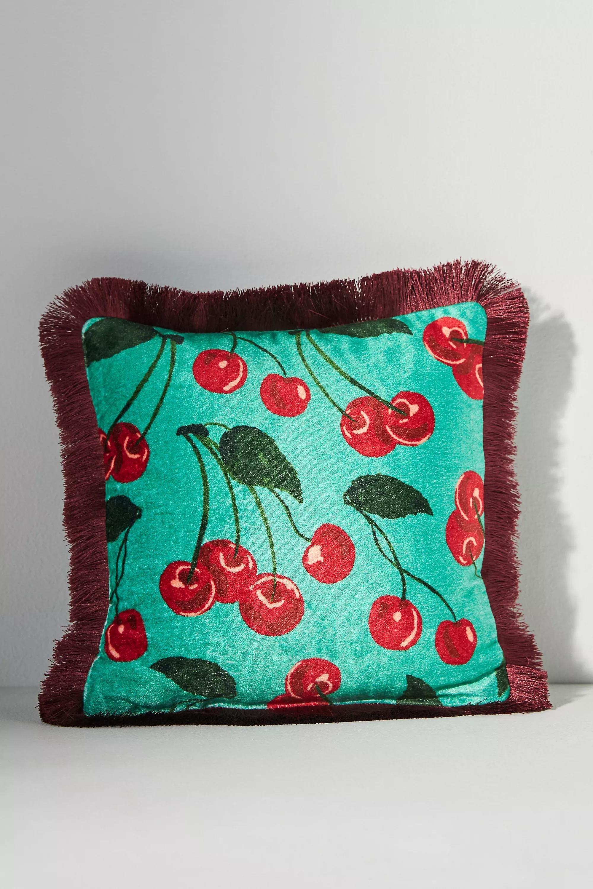 Maeve Le Petit Fringe Square Cushion, Green, , large image number 1