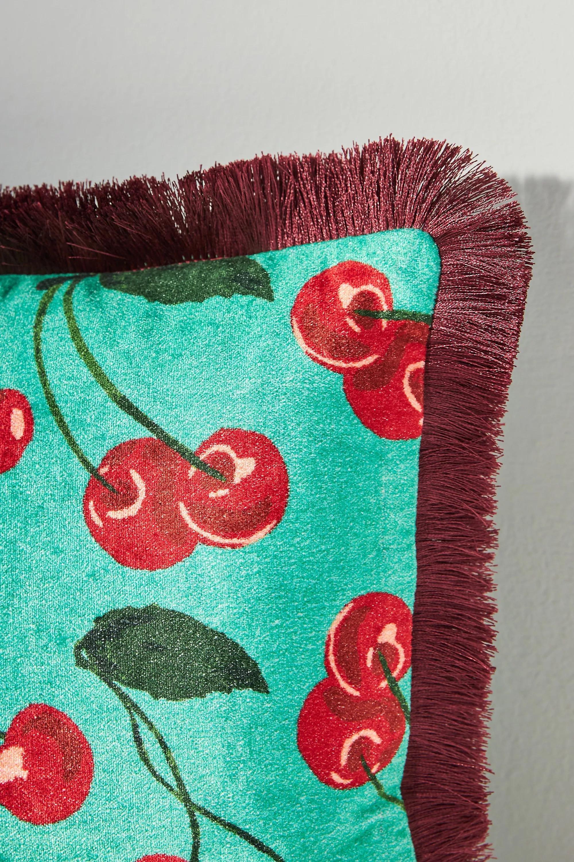 Maeve Le Petit Fringe Square Cushion, Green, , large image number 2
