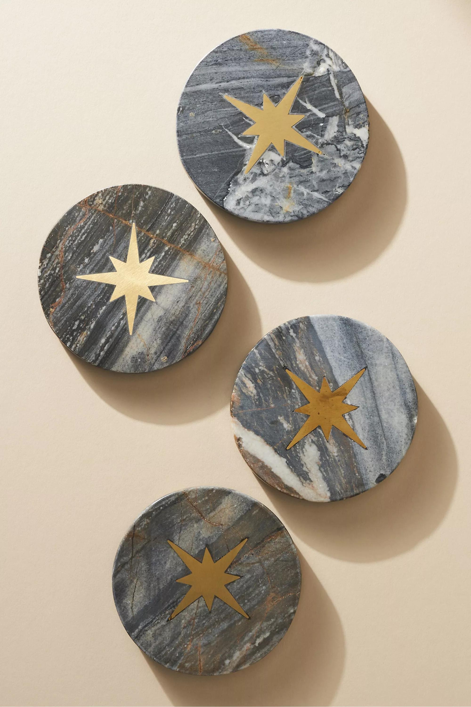 Catherine Martin Starry Night Round Marble Coaster, Black, A501_0001, large image number 0