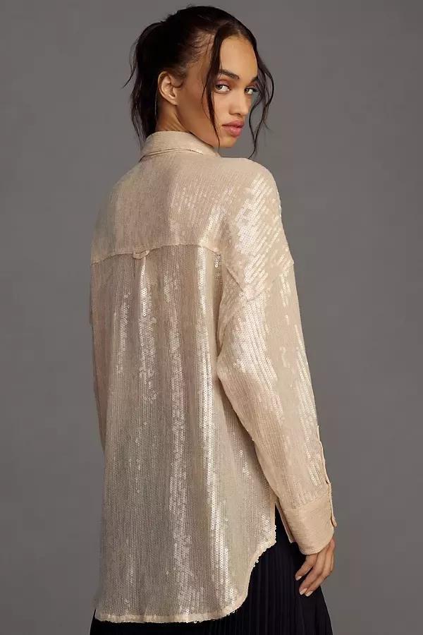 Pilcro Clear Shine Button-Down Shirt, Ivory, , large image number 5