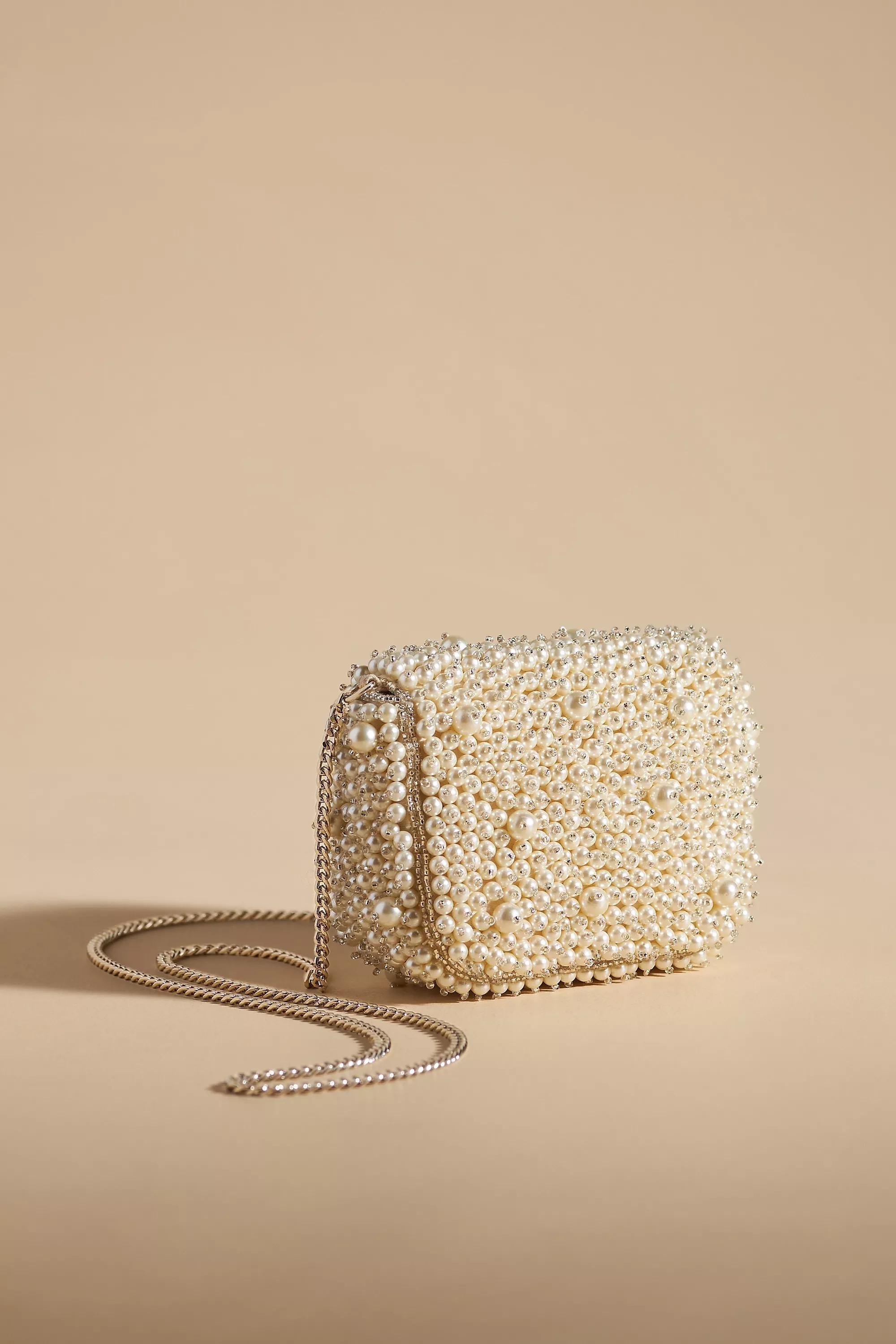Mini Pearl Clutch, White, , large image number 1