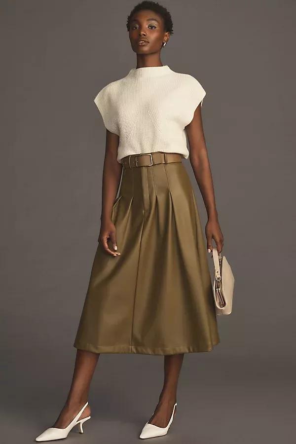 Maeve Mock-Neck Muscle Crop Sleeveless Sweater, Beige, , large image number 0