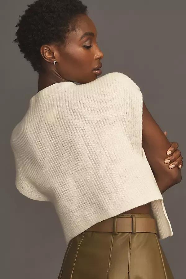 Maeve Mock-Neck Muscle Crop Sleeveless Sweater, Beige, , large image number 7